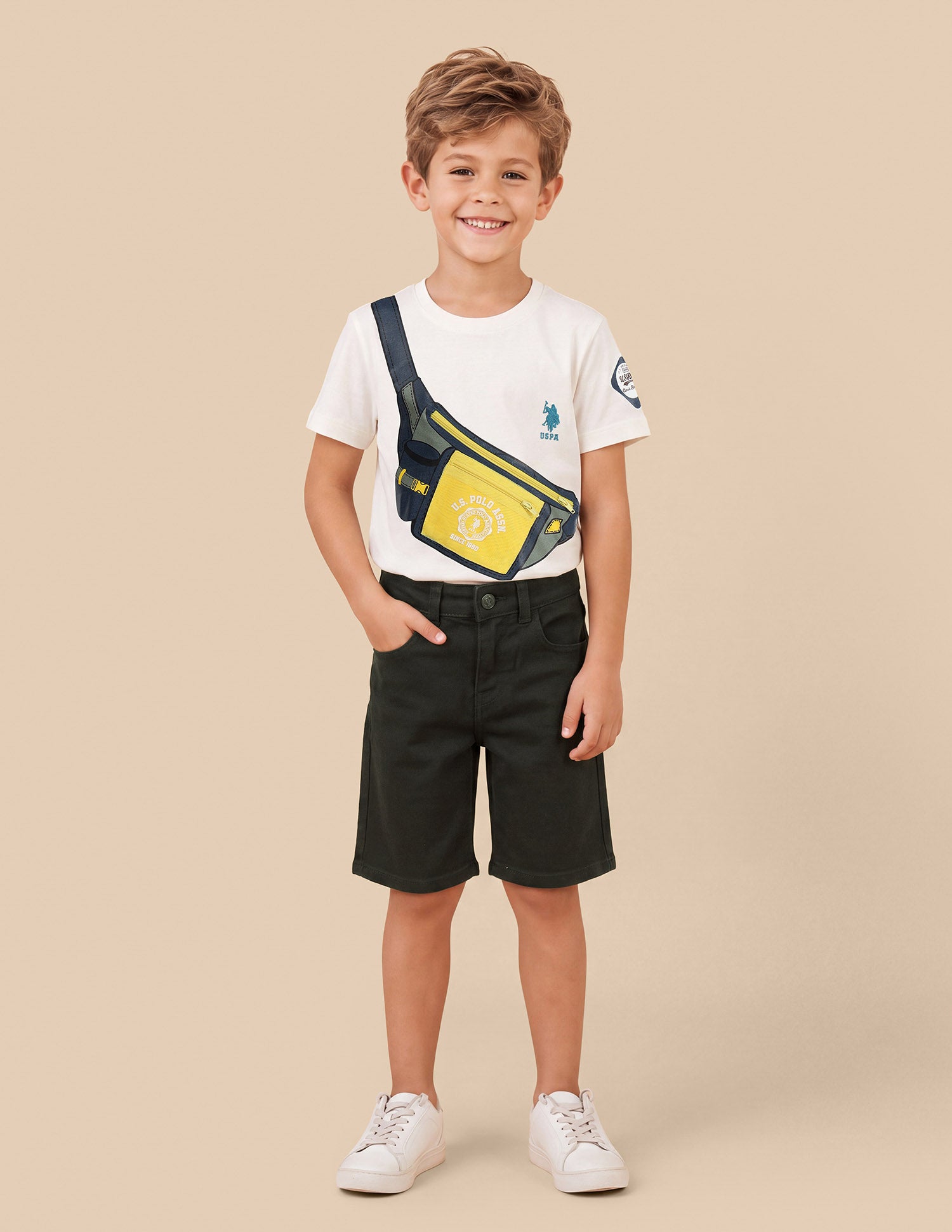 Solid Regular Fit Shorts Dark Green - U.S. Polo Assn. India | Large