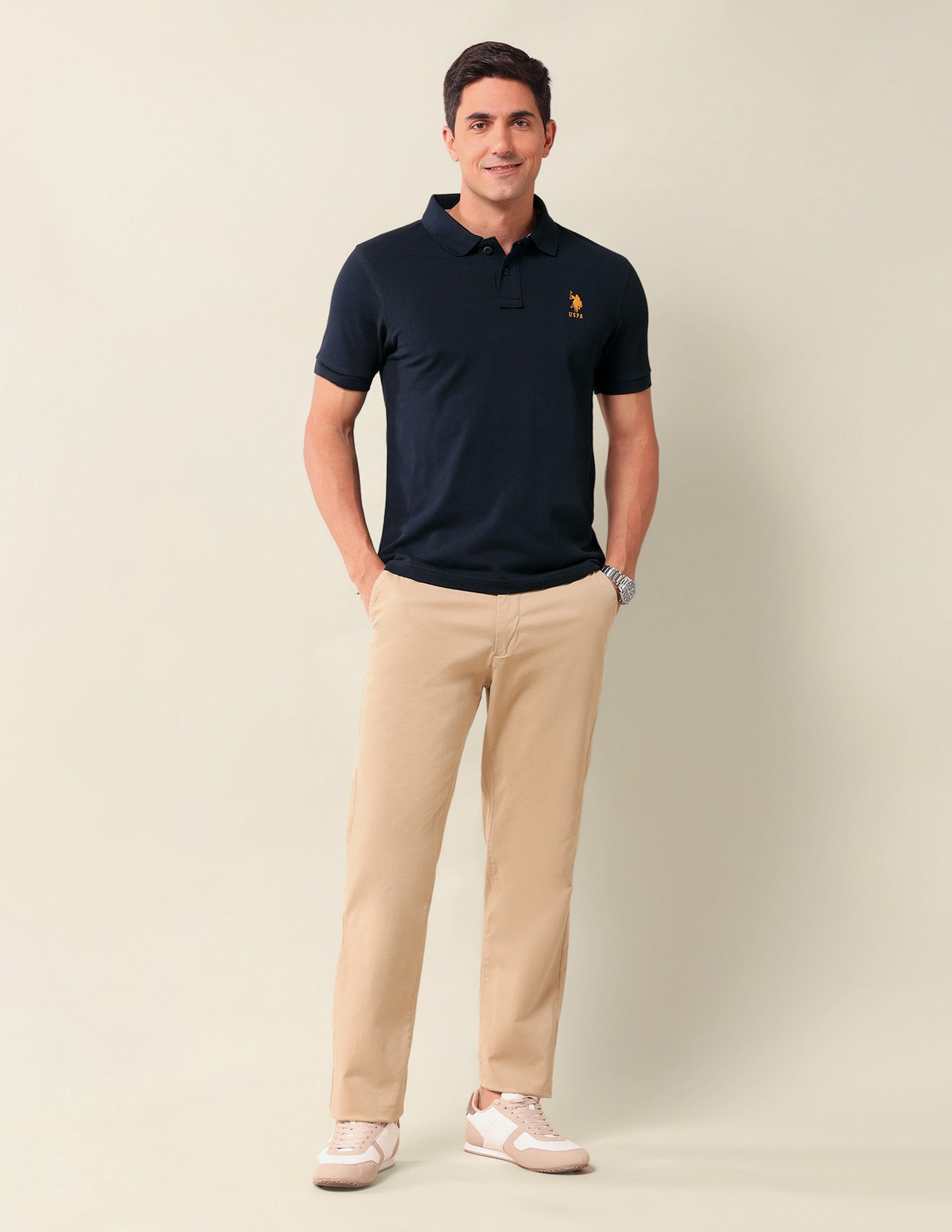 Solid Slim Fit Polo Shirt Navy - U.S. Polo Assn. India | Large