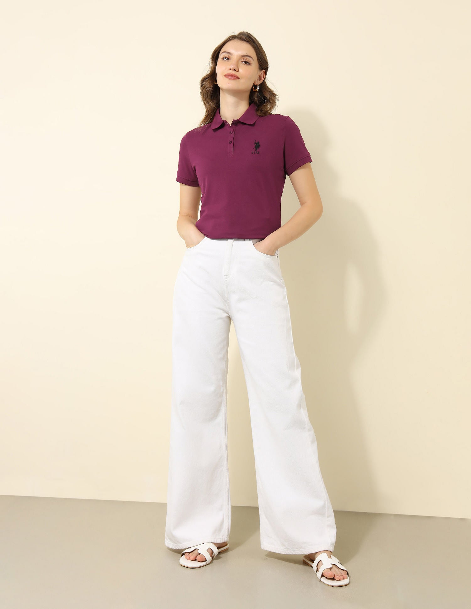 Regular Fit Solid Polo Shirt Wine - U.S. POLO ASSN. | Large