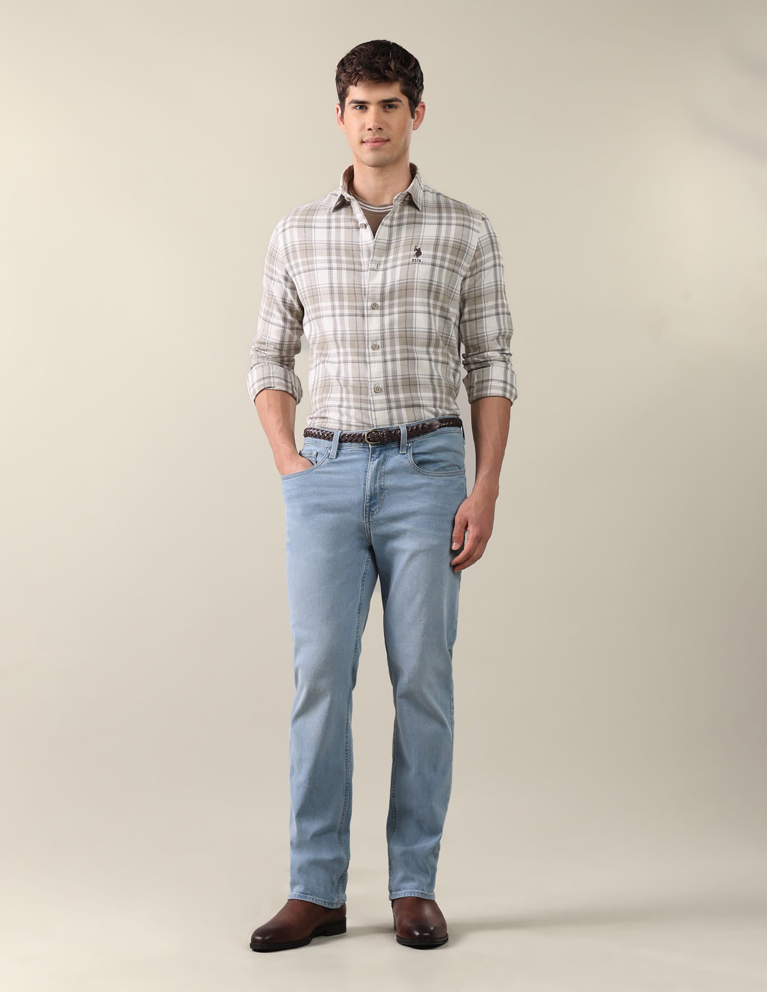 Twill Plaid Checked Shirt Green - U.S. Polo Assn. India | Large
