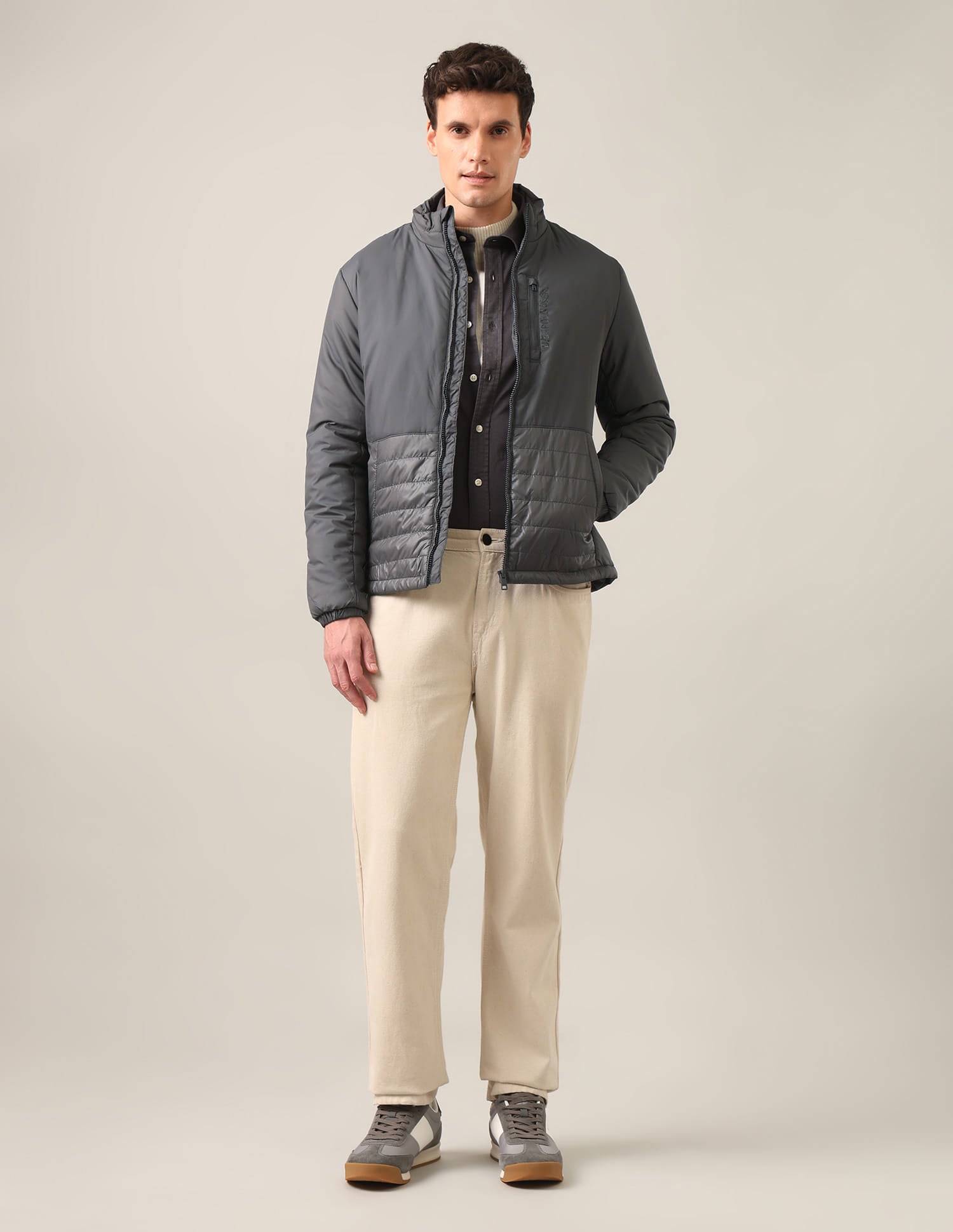 High Neck Solid Jacket Grey - U.S. Polo Assn. India | Large