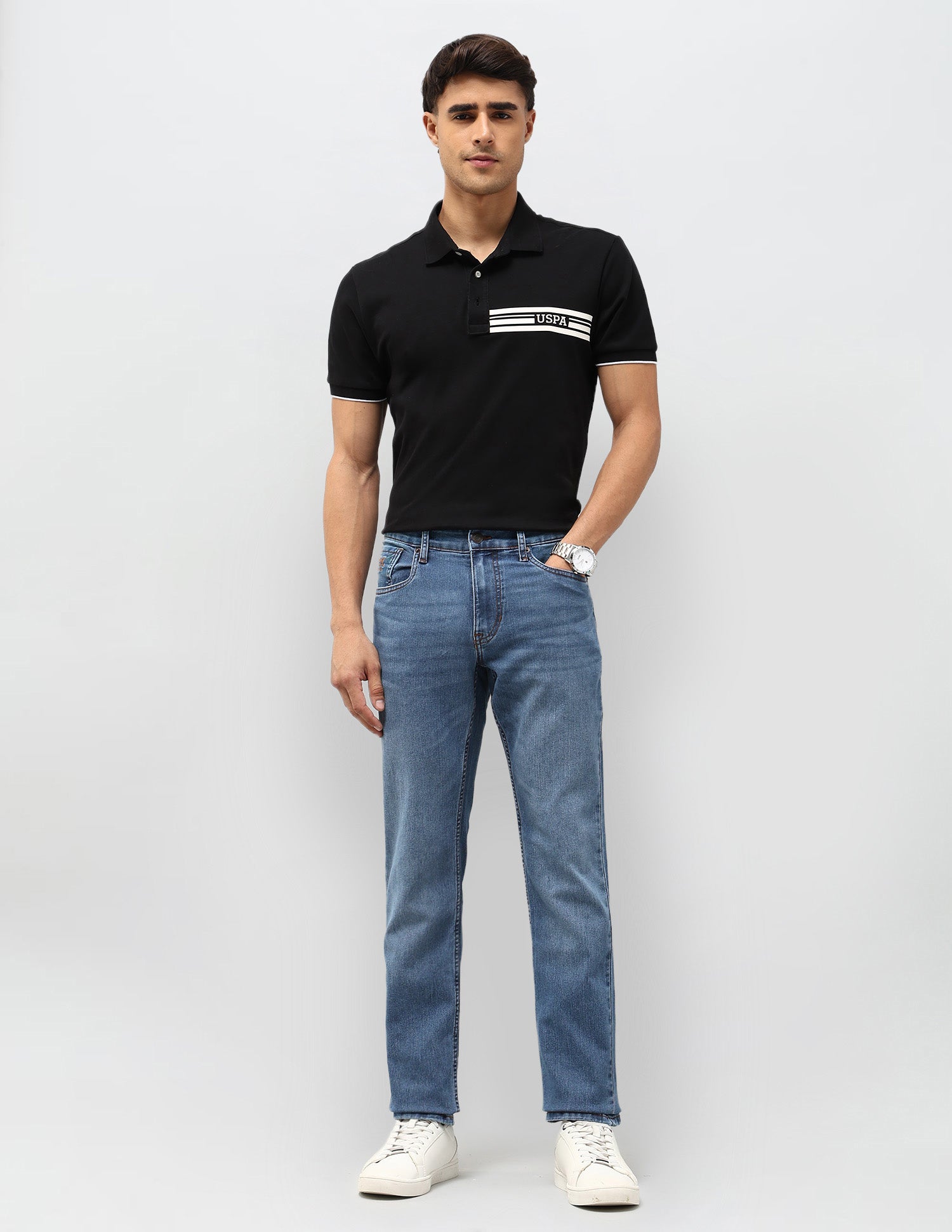 Brandon Slim Tapered Fit Blue Jeans Blue - U.S. Polo Assn. India | Large