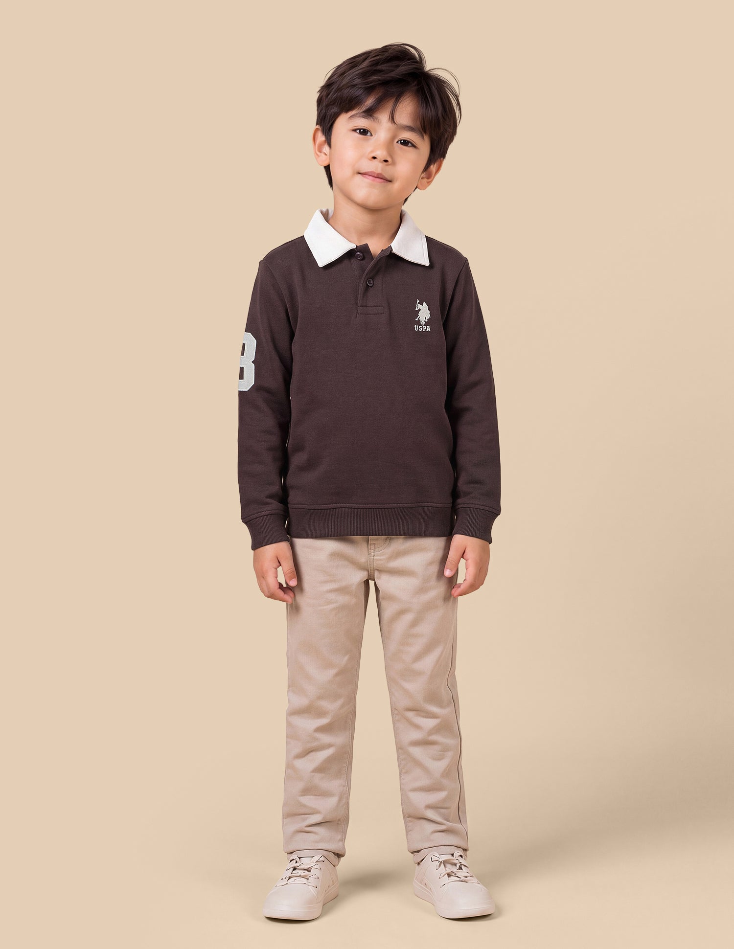 Solid Regular Fit Sweatshirt Brown - U.S. Polo Assn. India | Large