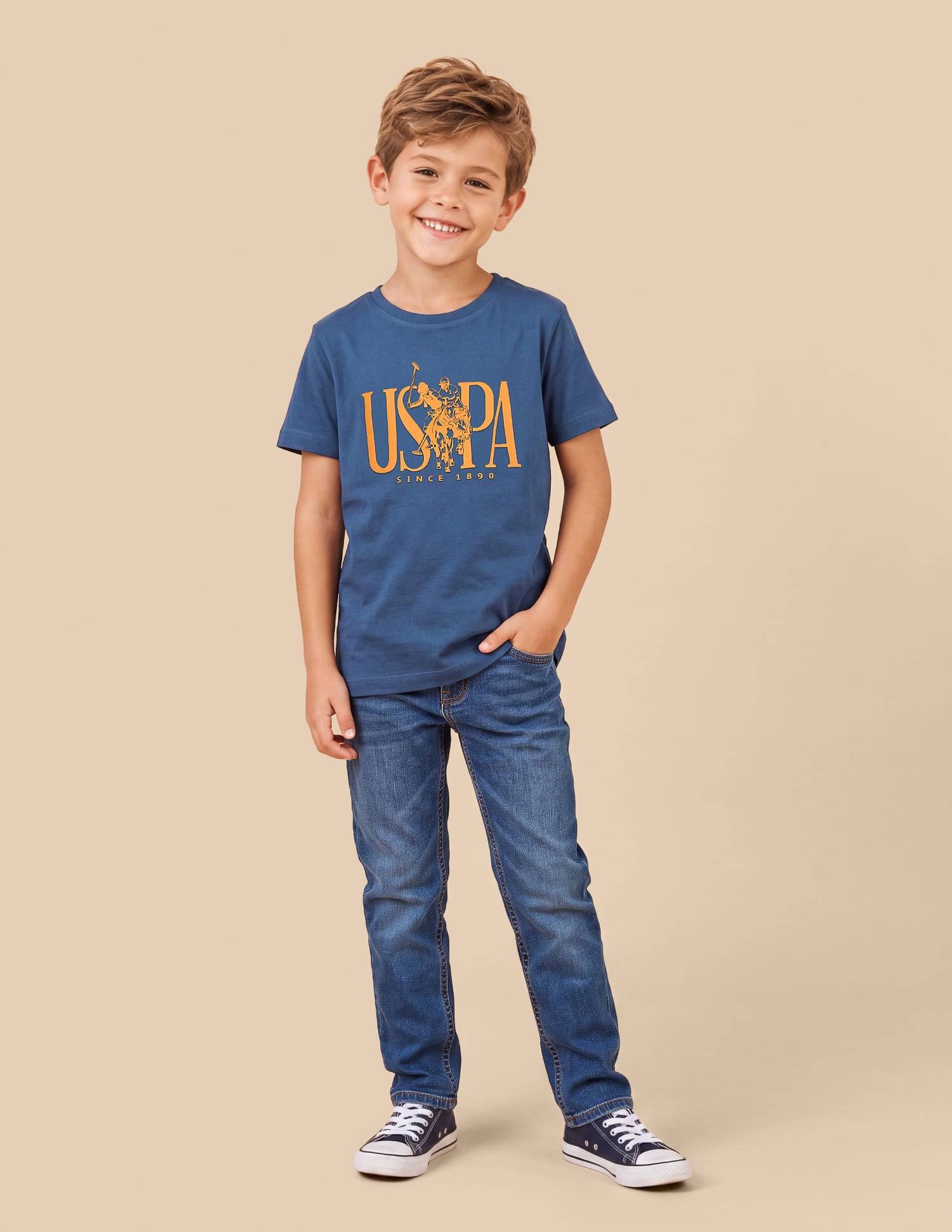 Brand Printed Regular Fit T-Shirt Blue - U.S. Polo Assn. India | Large