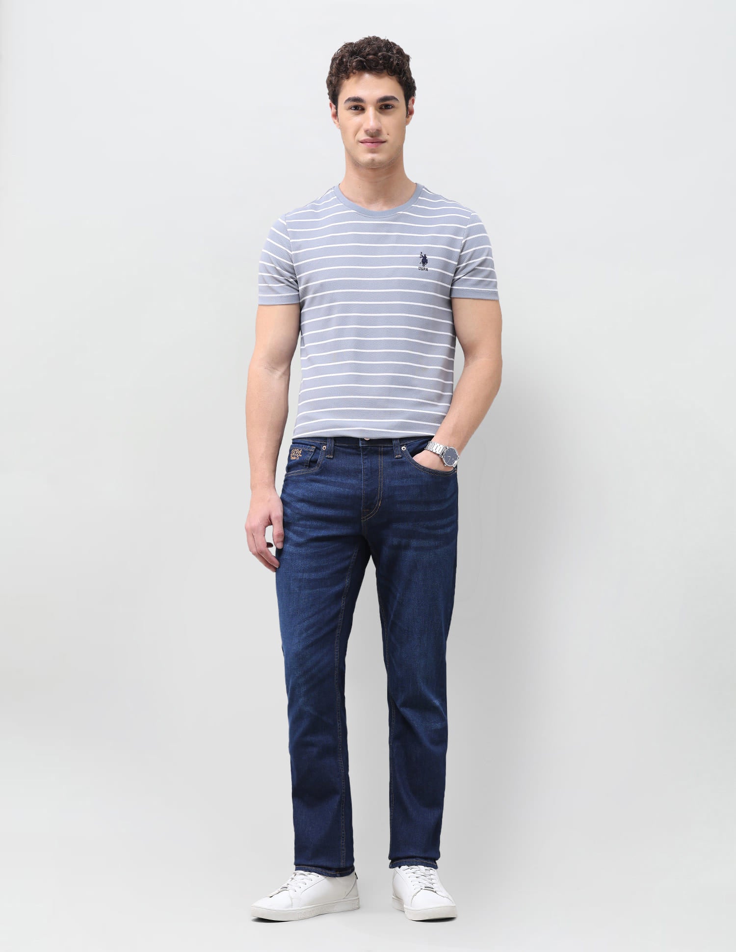 Solid Slim Straight Fit Jeans Blue - U.S. Polo Assn. India | Large