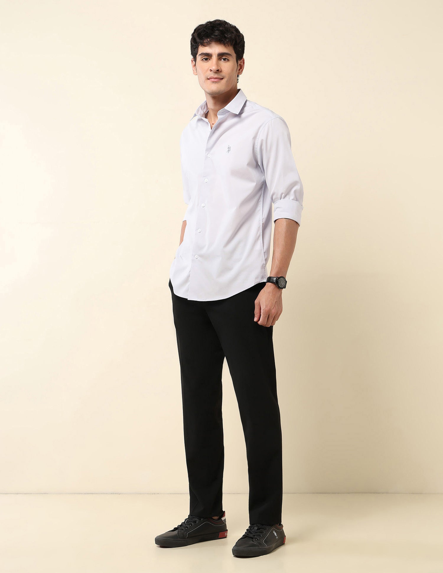Tailored Fit Poplin Shirt Grey - U.S. Polo Assn. India | Large