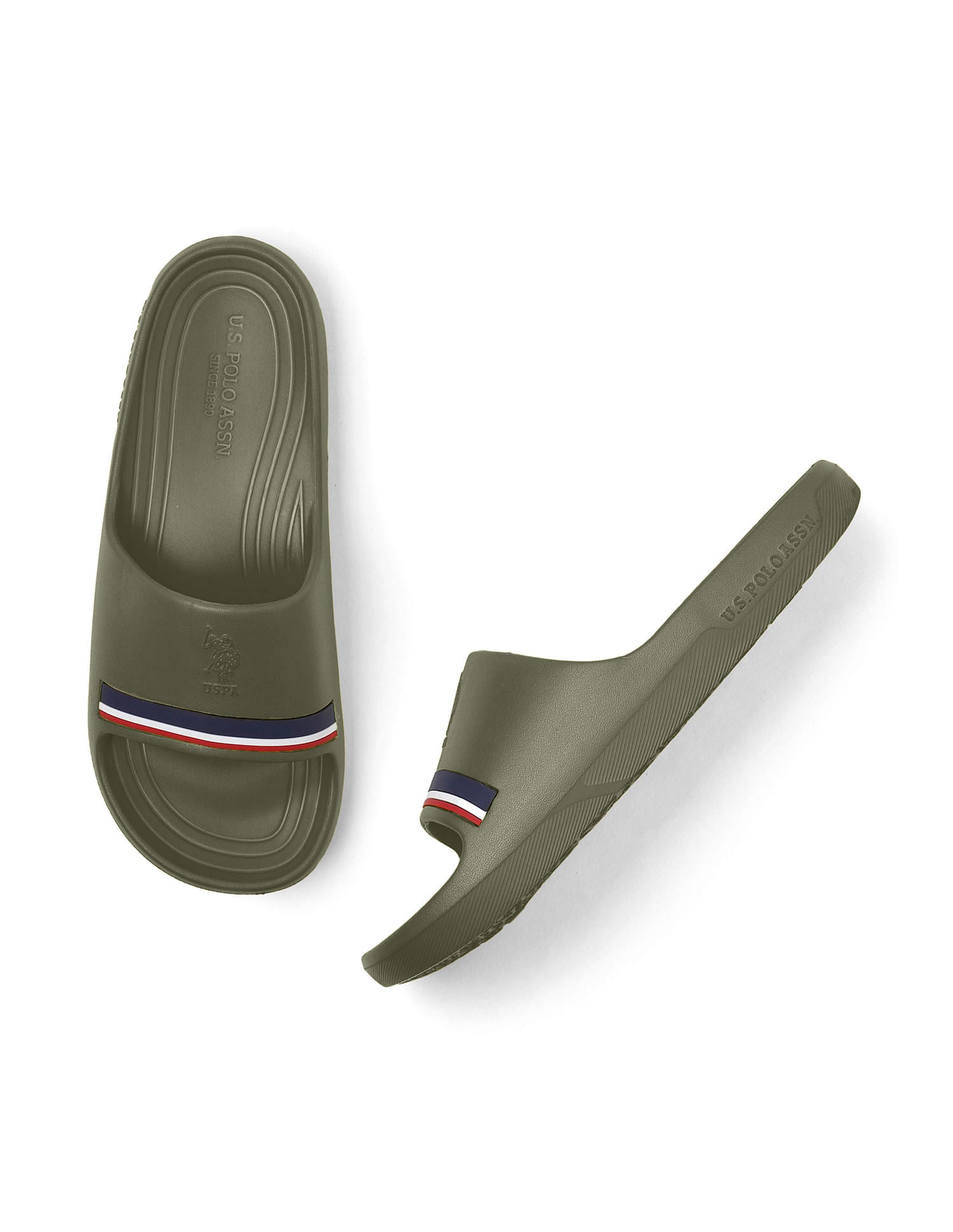 Men Easton Dk. Green Foam Walk Sliders Olive - U.S. POLO ASSN. | Large