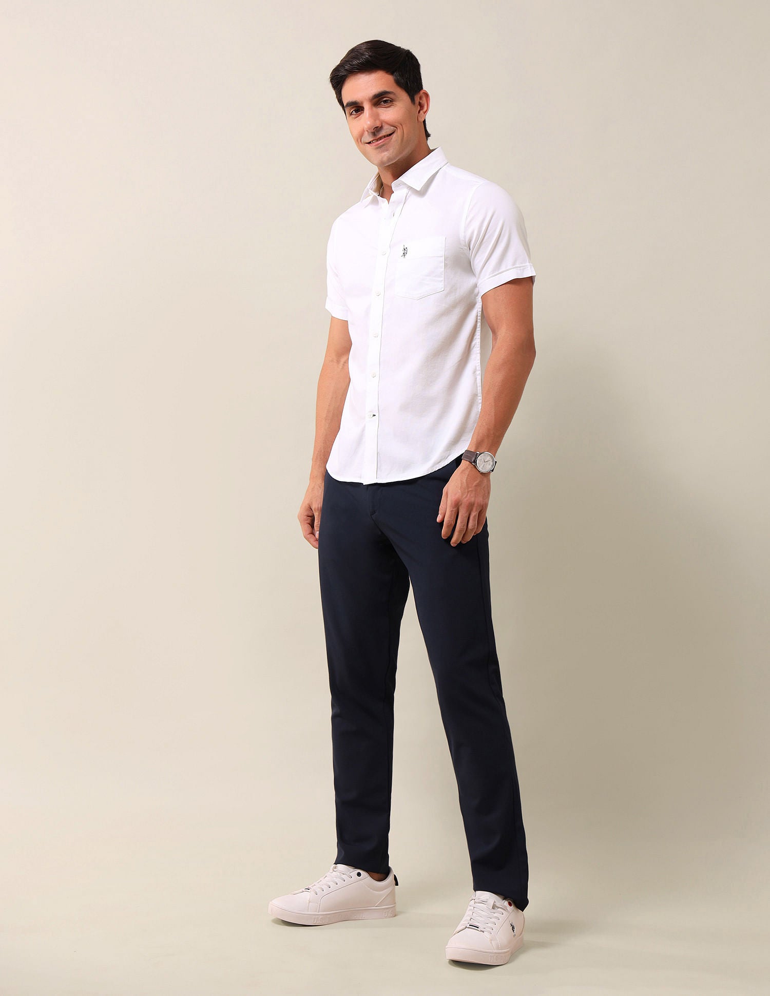 Tailored Fit Solid Formal Shirt White - U.S. Polo Assn. India | Large