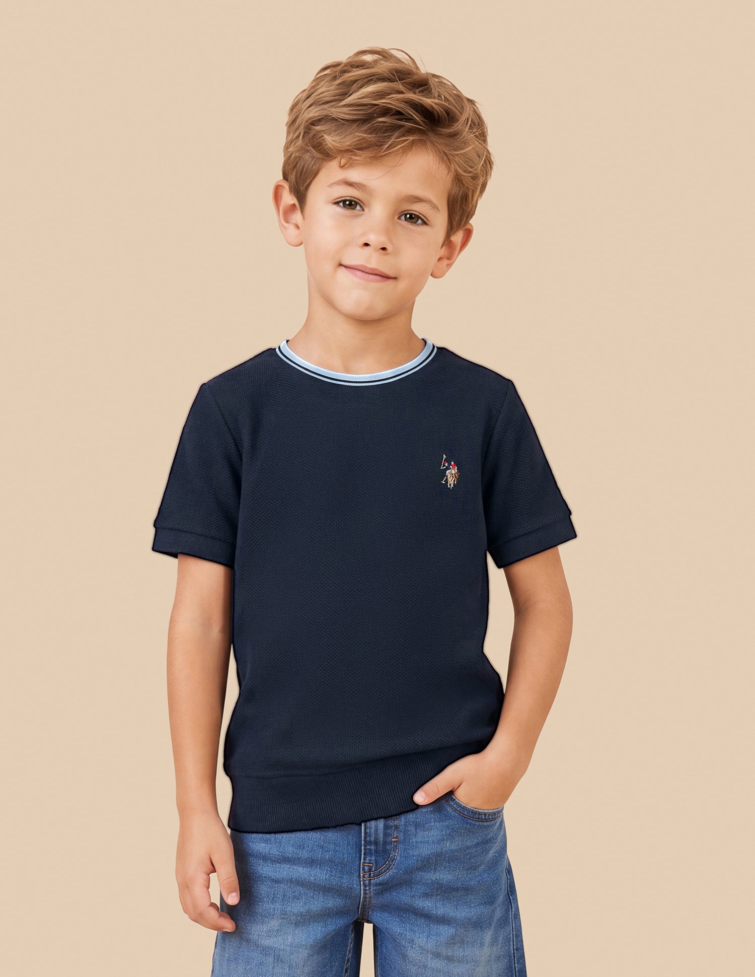 Solid Regular Fit T-Shirt Navy - U.S. Polo Assn. India | Large