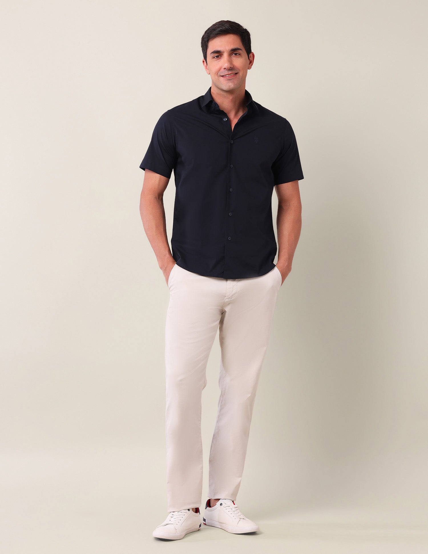 Solid Tailored Fit Shirt Navy - U.S. Polo Assn. India | Large