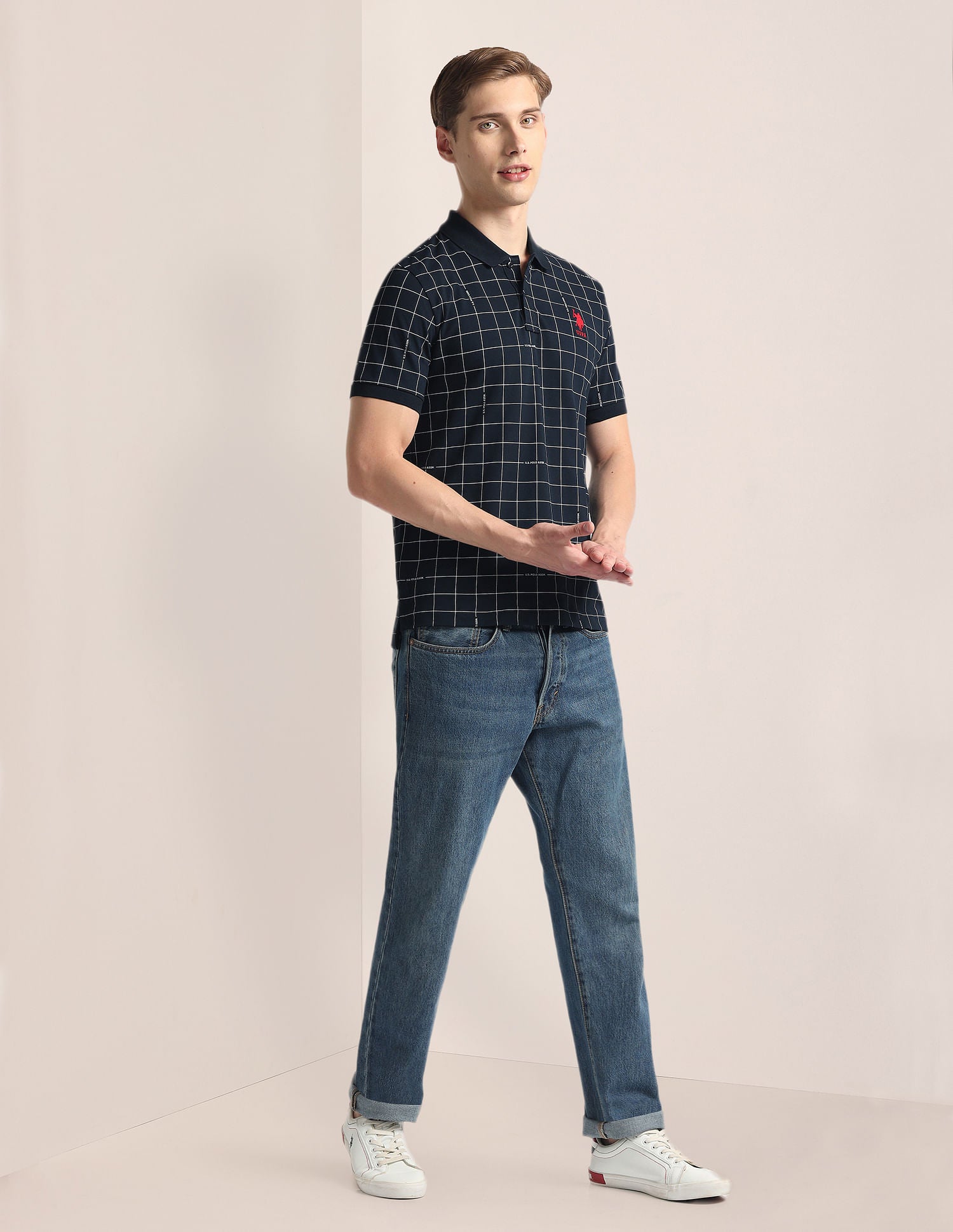 Graph Check Pique Polo Shirt Navy - U.S. Polo Assn. India | Large