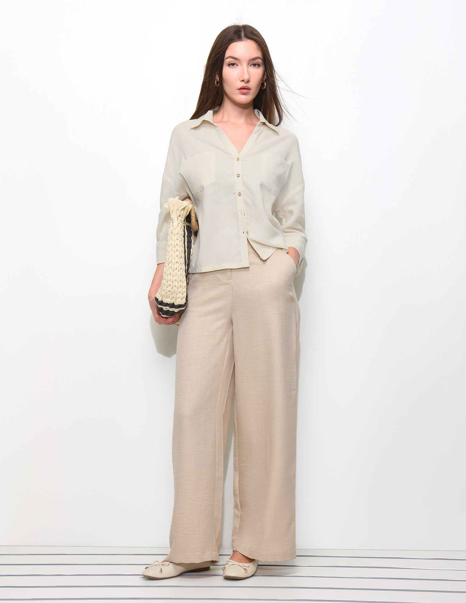 Oversized Fit Drop Shoulder Shirt Cream - U.S. Polo Assn. India | Large