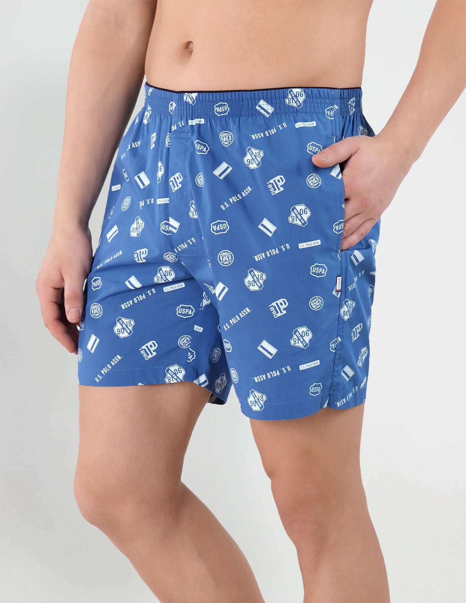 Dual Pocket All Over Print EX002 Boxers - Pack Of 1 Blue - U.S. POLO ASSN. | Large