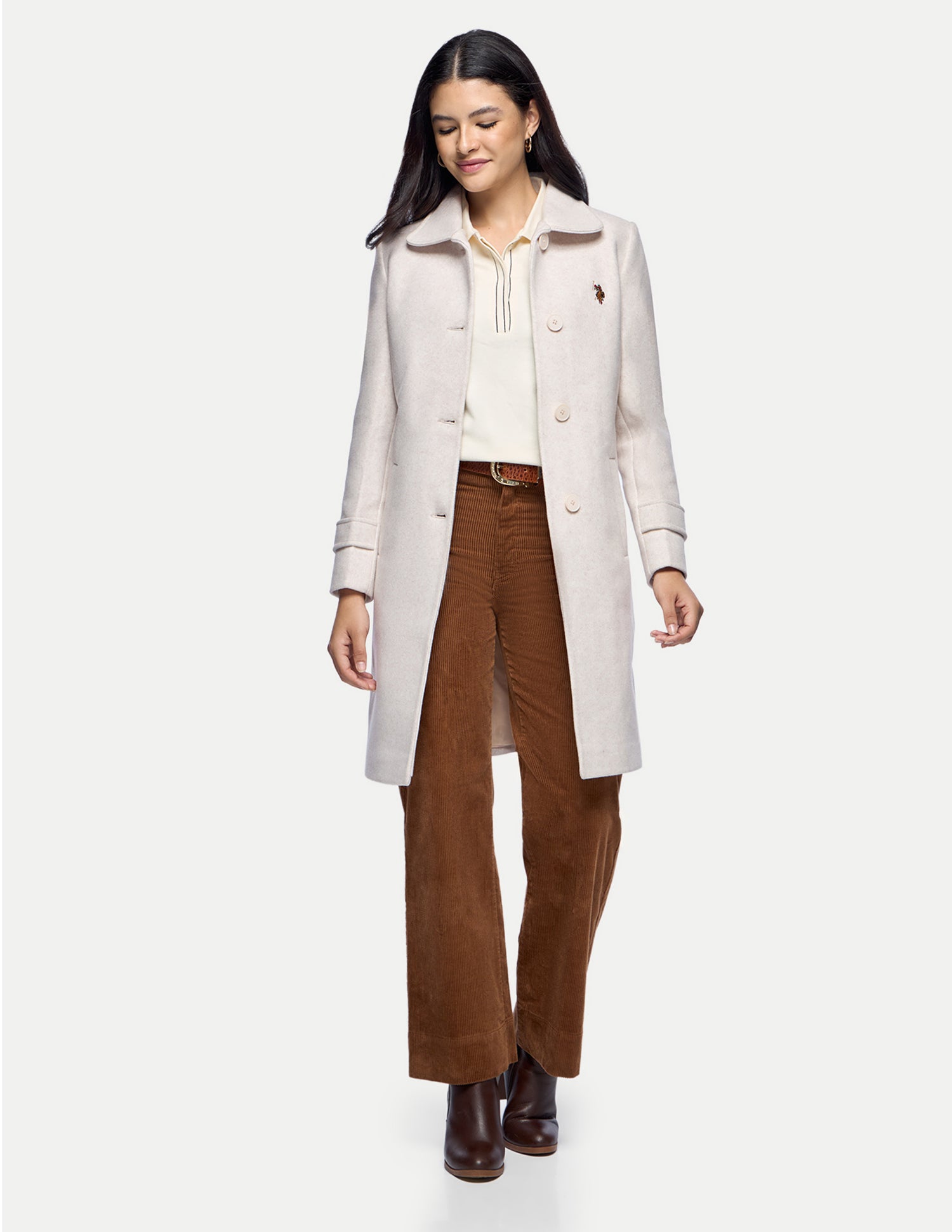 Longline Relaxed Fit Coat Jacket Beige - U.S. Polo Assn. India | Large