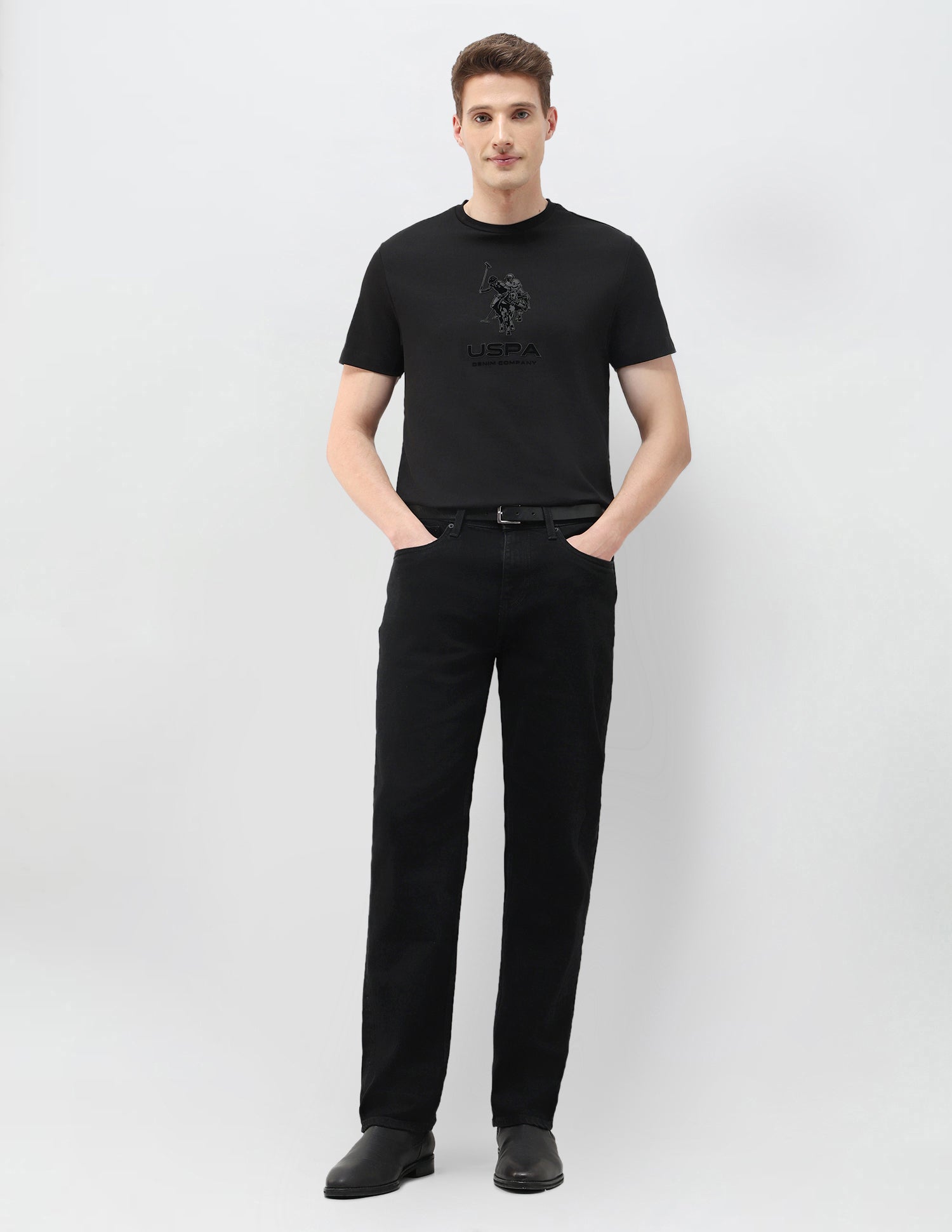 Black & Gold Brand Embossed Slim Fit T-Shirt Black - U.S. Polo Assn. India | Large