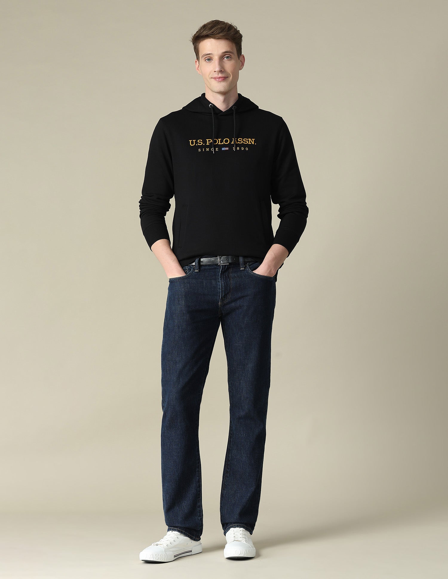 Brand Embroidered Regular Fit Sweatshirt Black - U.S. Polo Assn. India | Large