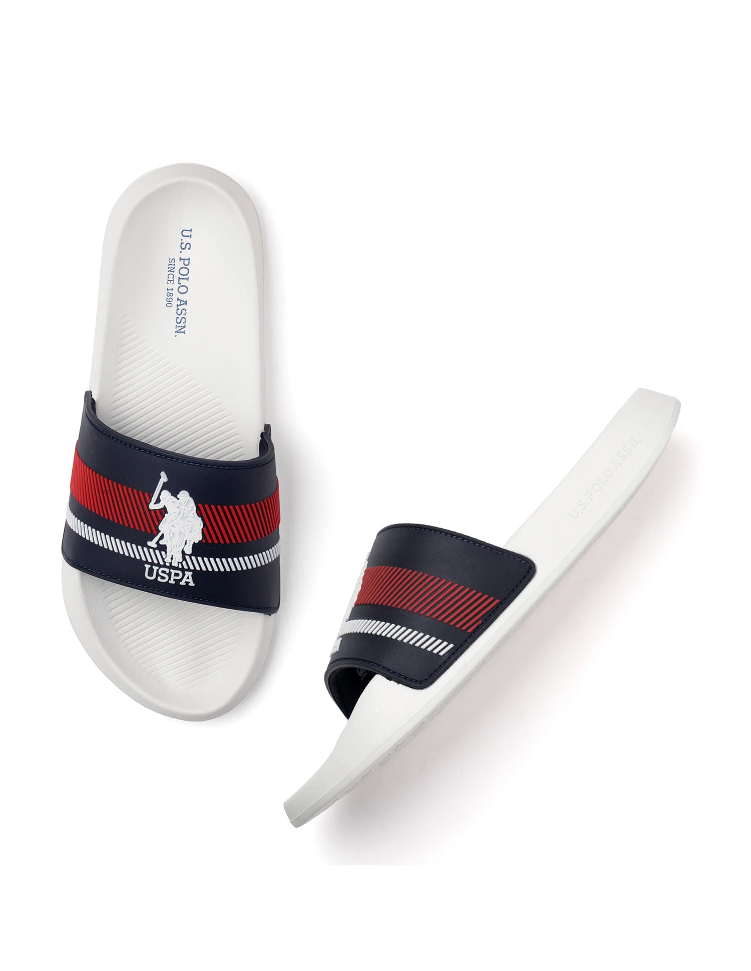 Men Rafa Brand Printed Sliders White - U.S. Polo Assn. India | Large