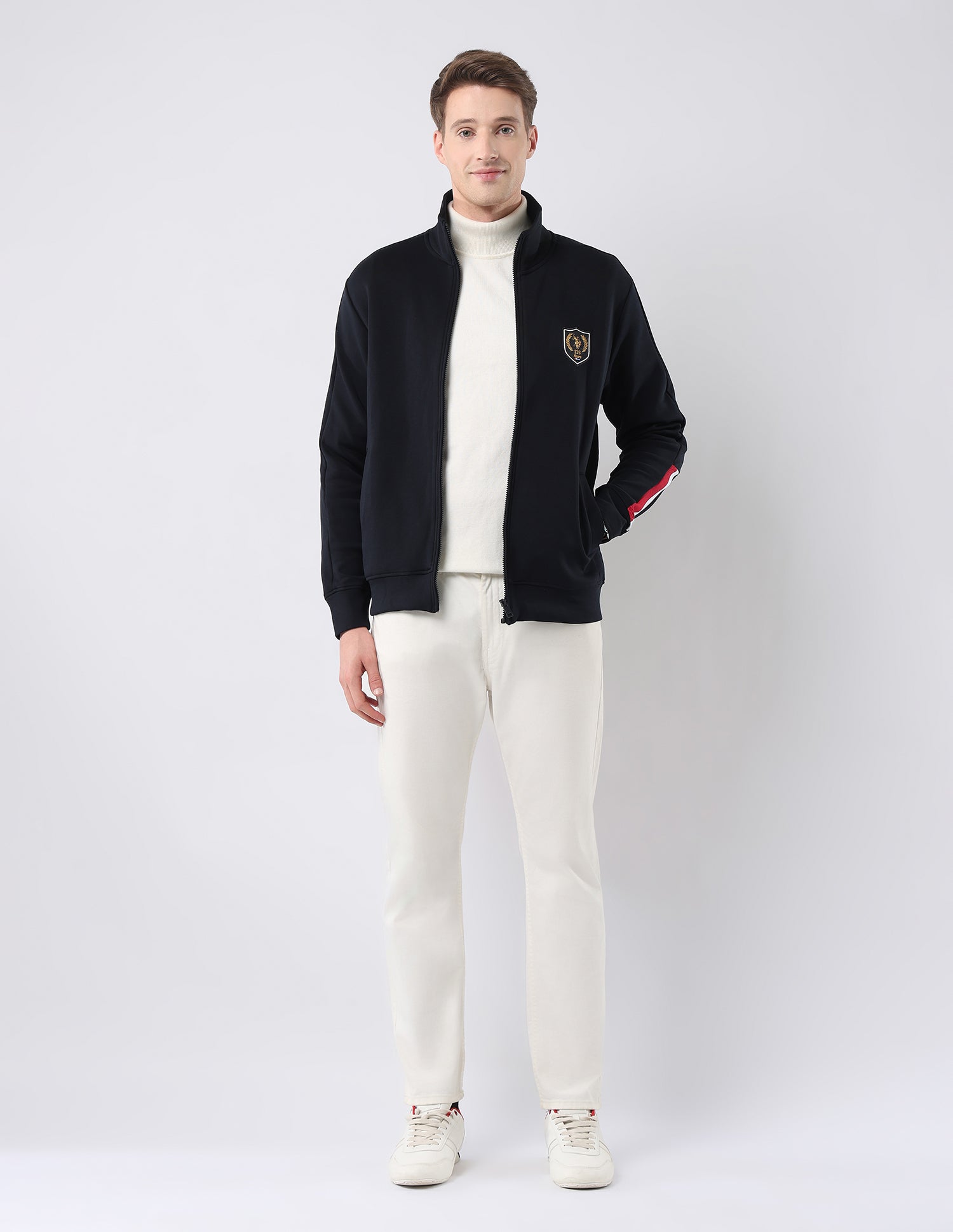 Solid Regular Fit Zipper Sweatshirt Navy - U.S. POLO ASSN. | Large