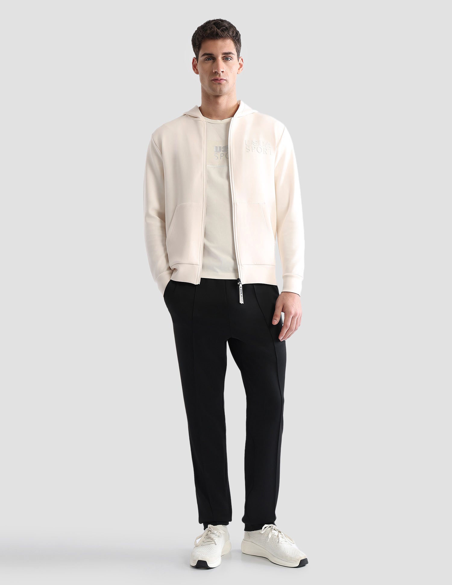 Solid Slim Fit Sweatshirt Off White - U.S. POLO ASSN. | Large