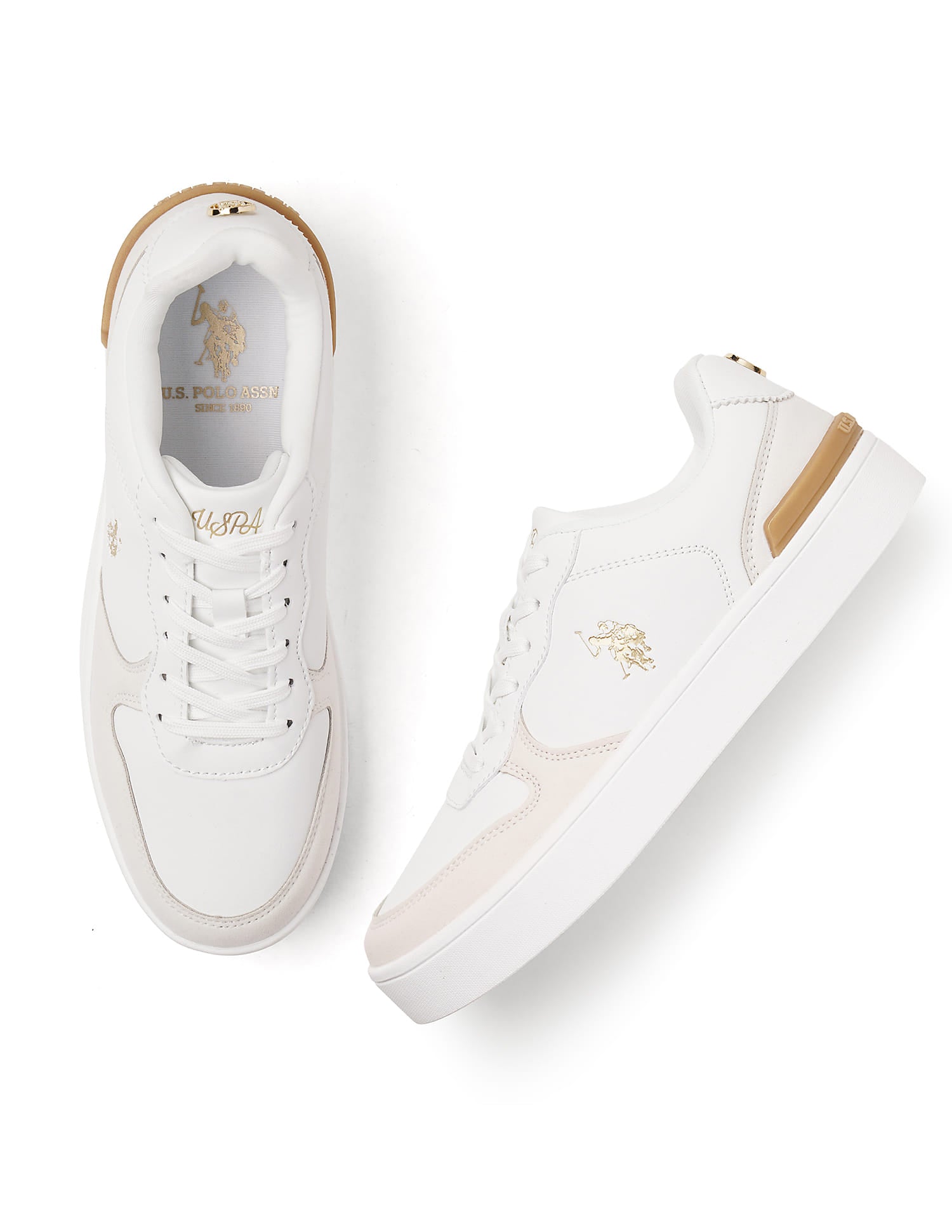 Women Textured Ingrid Sneakers Off White - U.S. Polo Assn. India | Large