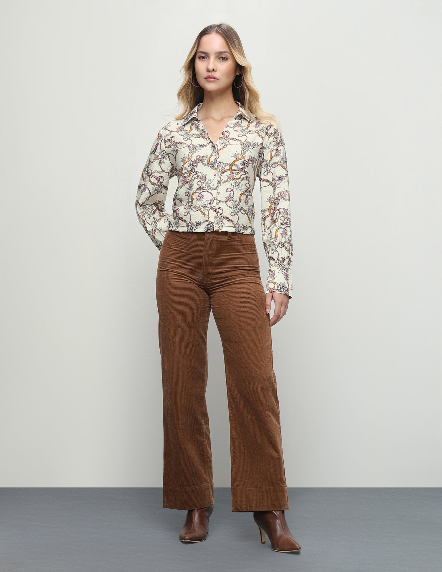 Floral Printed Relaxed Fit Shirt Off-White - U.S. Polo Assn. India | Large