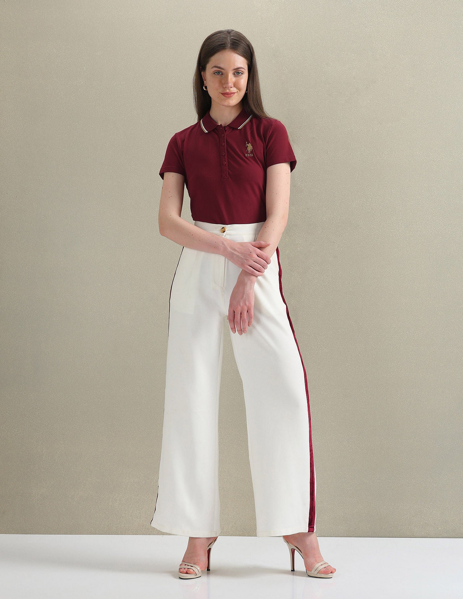 Tipped Collar Pique Polo Shirt Maroon - U.S. POLO ASSN. | Large