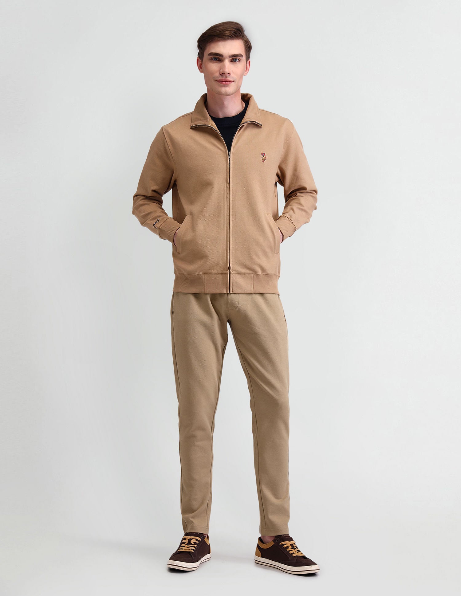 Solid Regular Fit Track Pants Beige - U.S. POLO ASSN. | Large