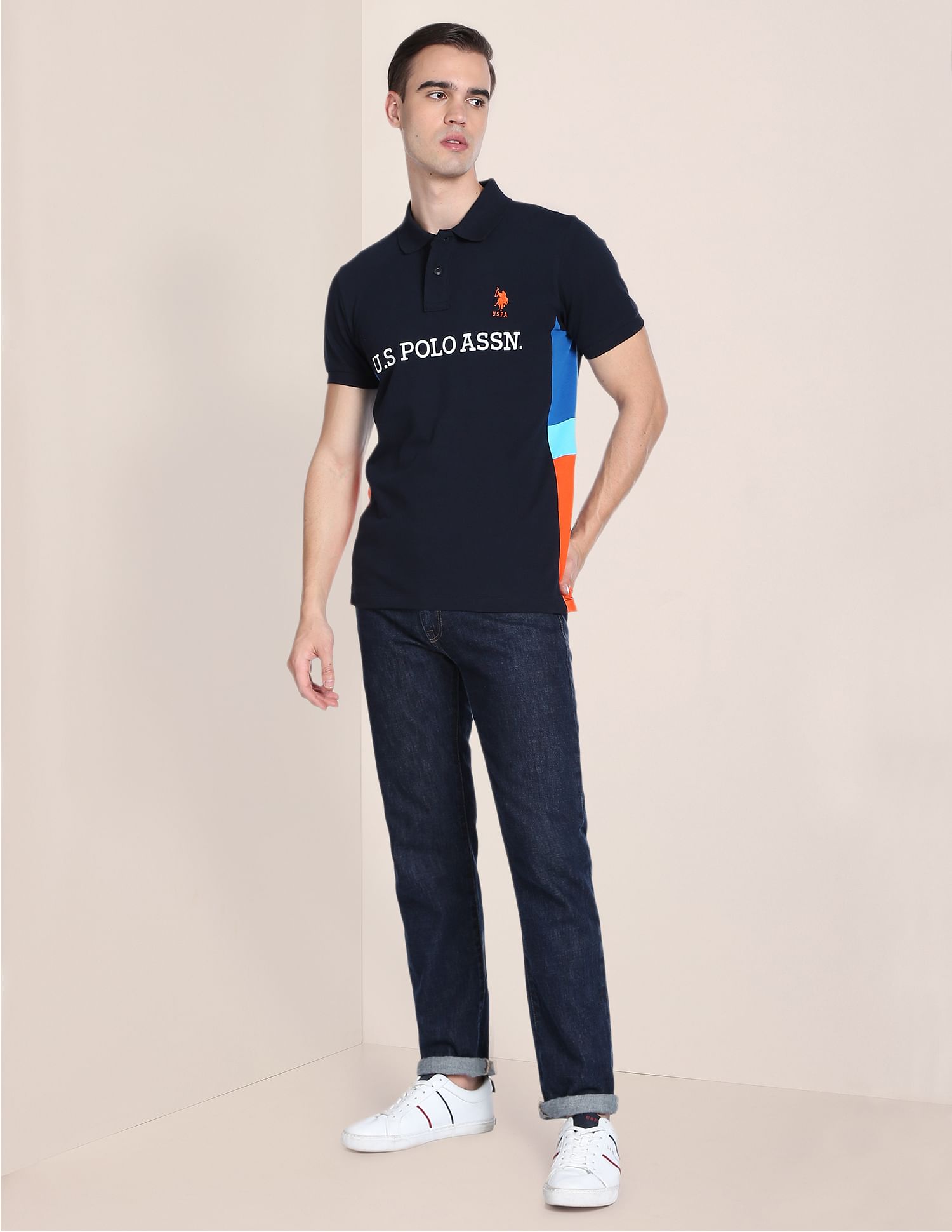 Iconic Number Cotton Polo Shirt Navy - U.S. Polo Assn. India | Large