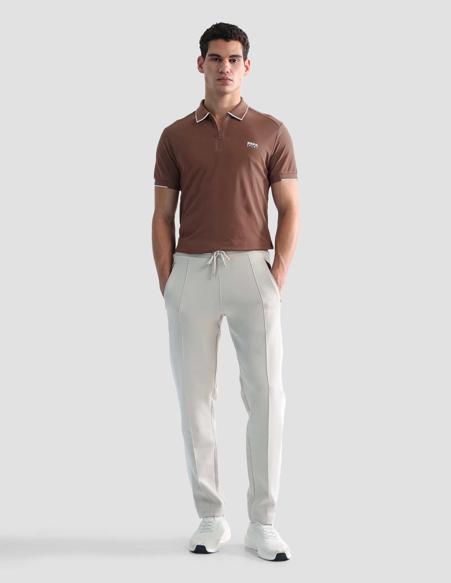 Solid Slim Fit Active Polo Shirt Brown - U.S. POLO ASSN. | Large