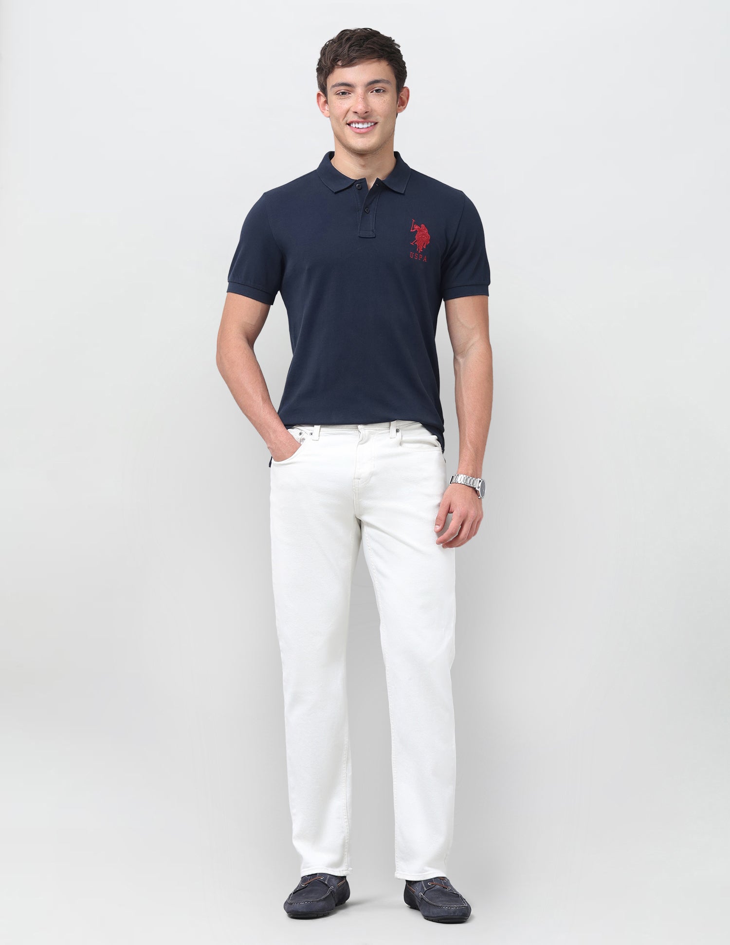 Solid Regular Fit Polo Shirt Navy - U.S. Polo Assn. India | Large
