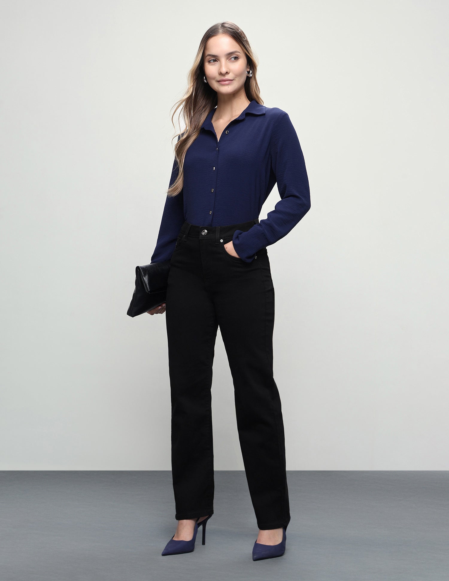 High Rise Straight Fit Jeans Jet Black - U.S. Polo Assn. India | Large