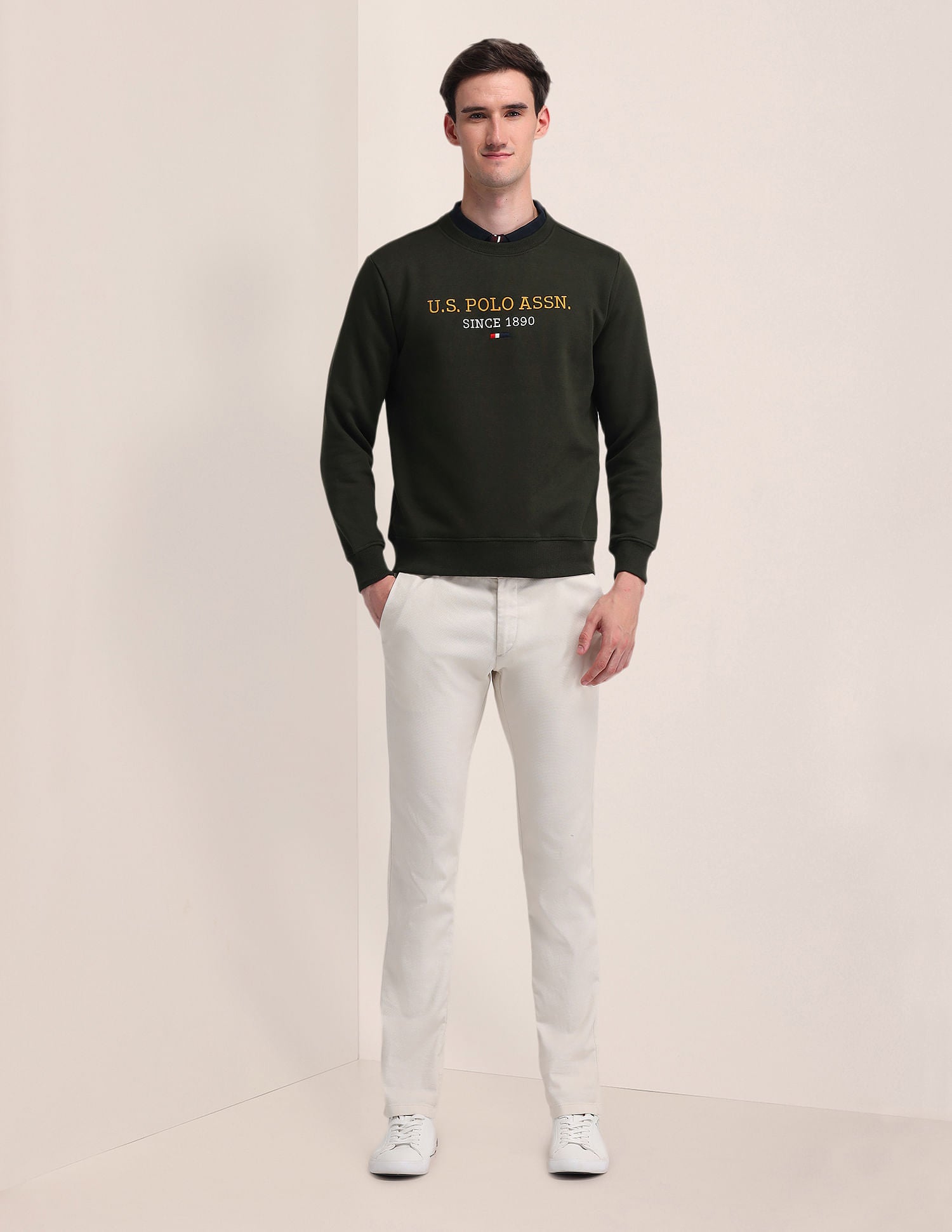 Regular Fit Embroidered Sweatshirt Green - U.S. Polo Assn. India | Large