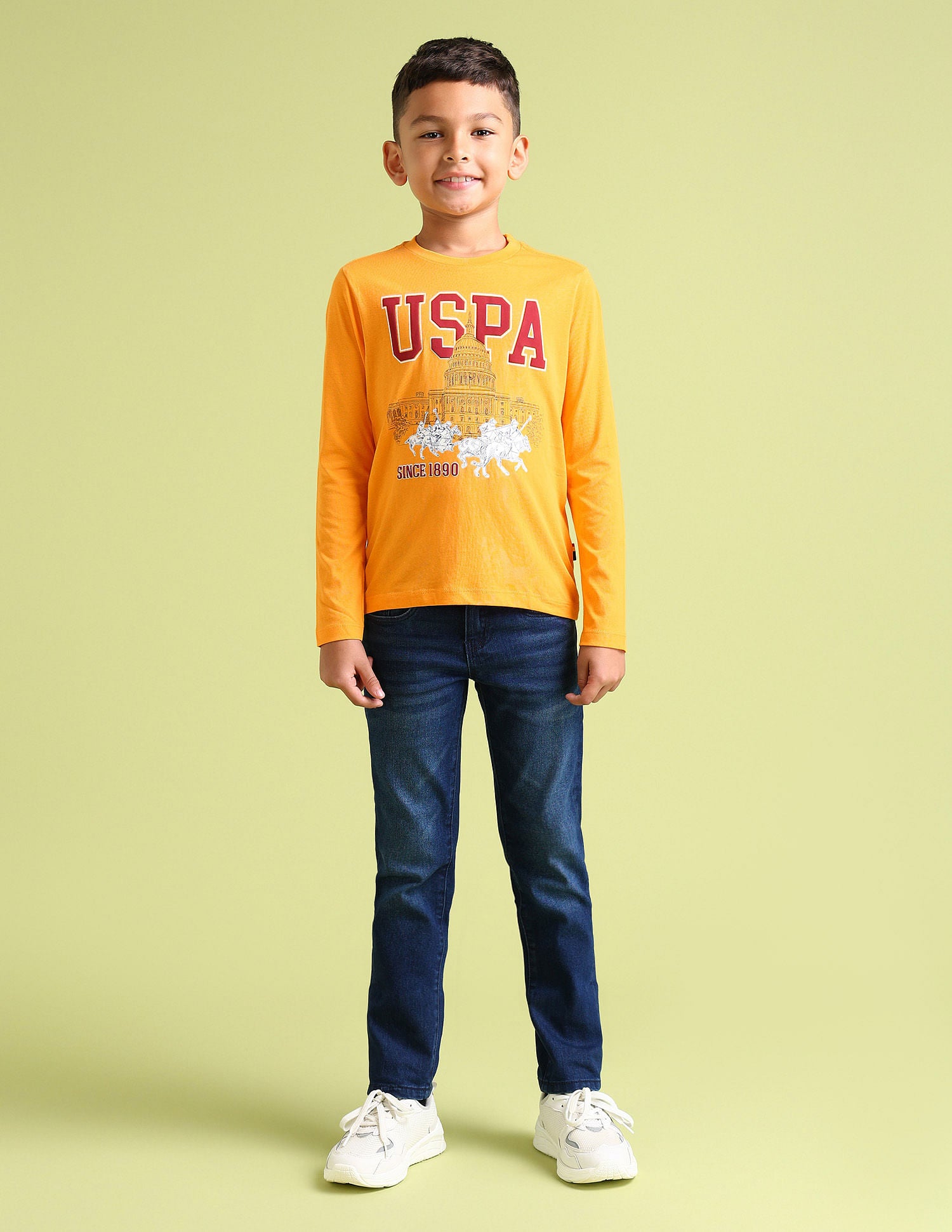 Boys Pure Cotton Regular T-shirt Orange - U.S. Polo Assn. India | Large
