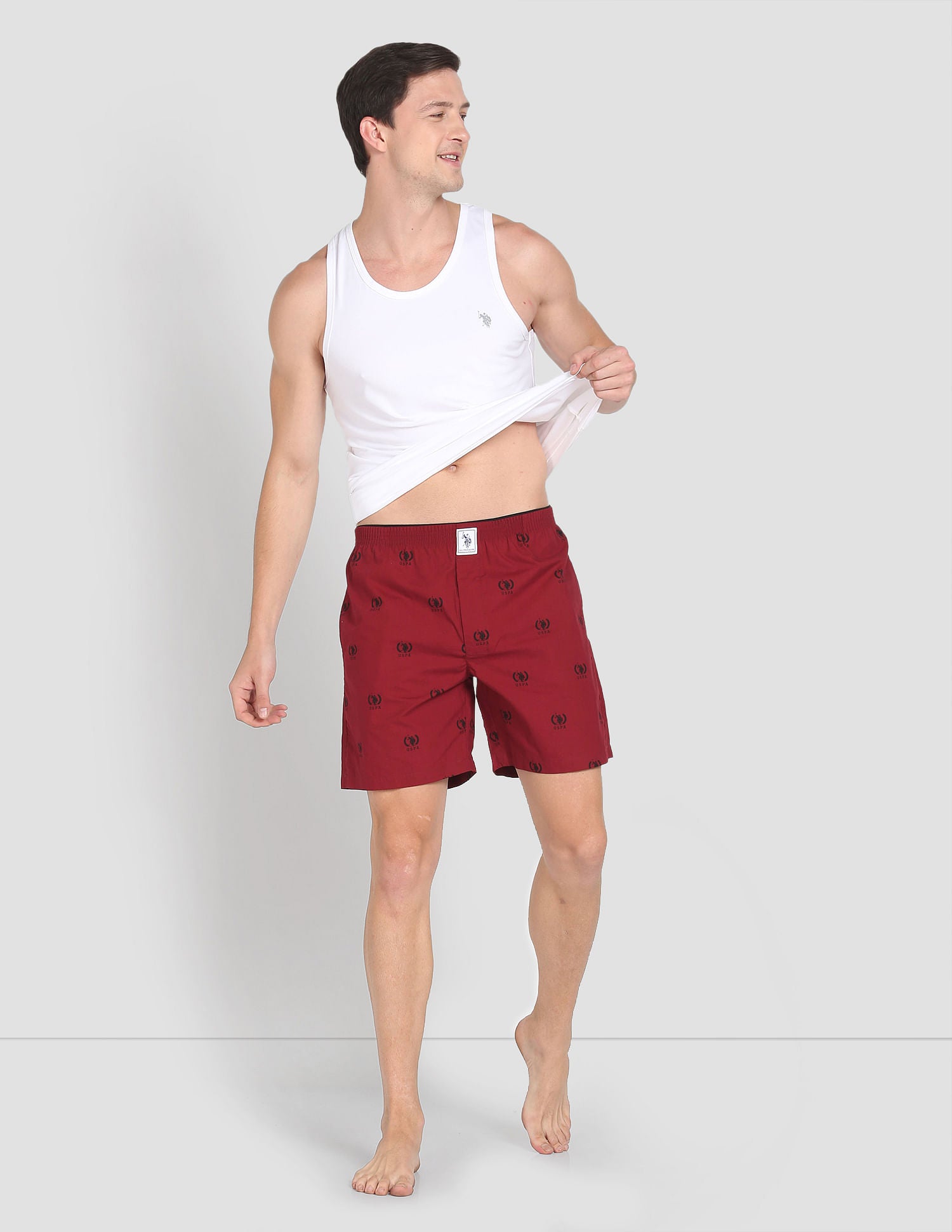 Pure Cotton Printed I600 Boxers - Pack Of 1 Maroon - U.S. POLO ASSN. | Large
