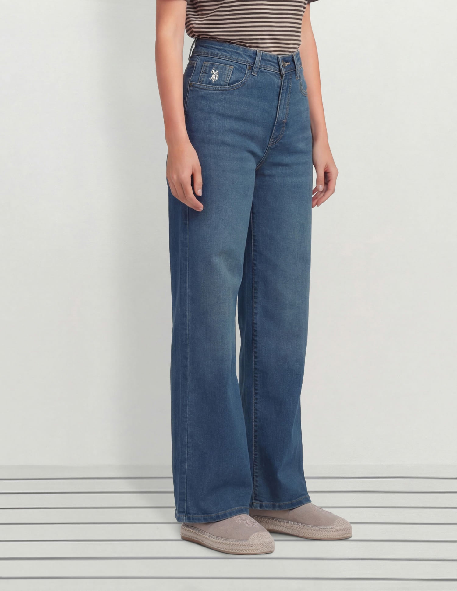 High Rise Wide Leg Fit Jeans Blue - U.S. Polo Assn. India | Large
