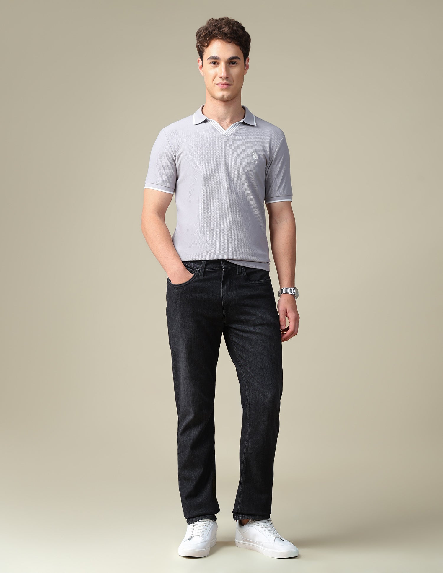 Harold Slim Straight Fit Black Jeans Black - U.S. Polo Assn. India | Large