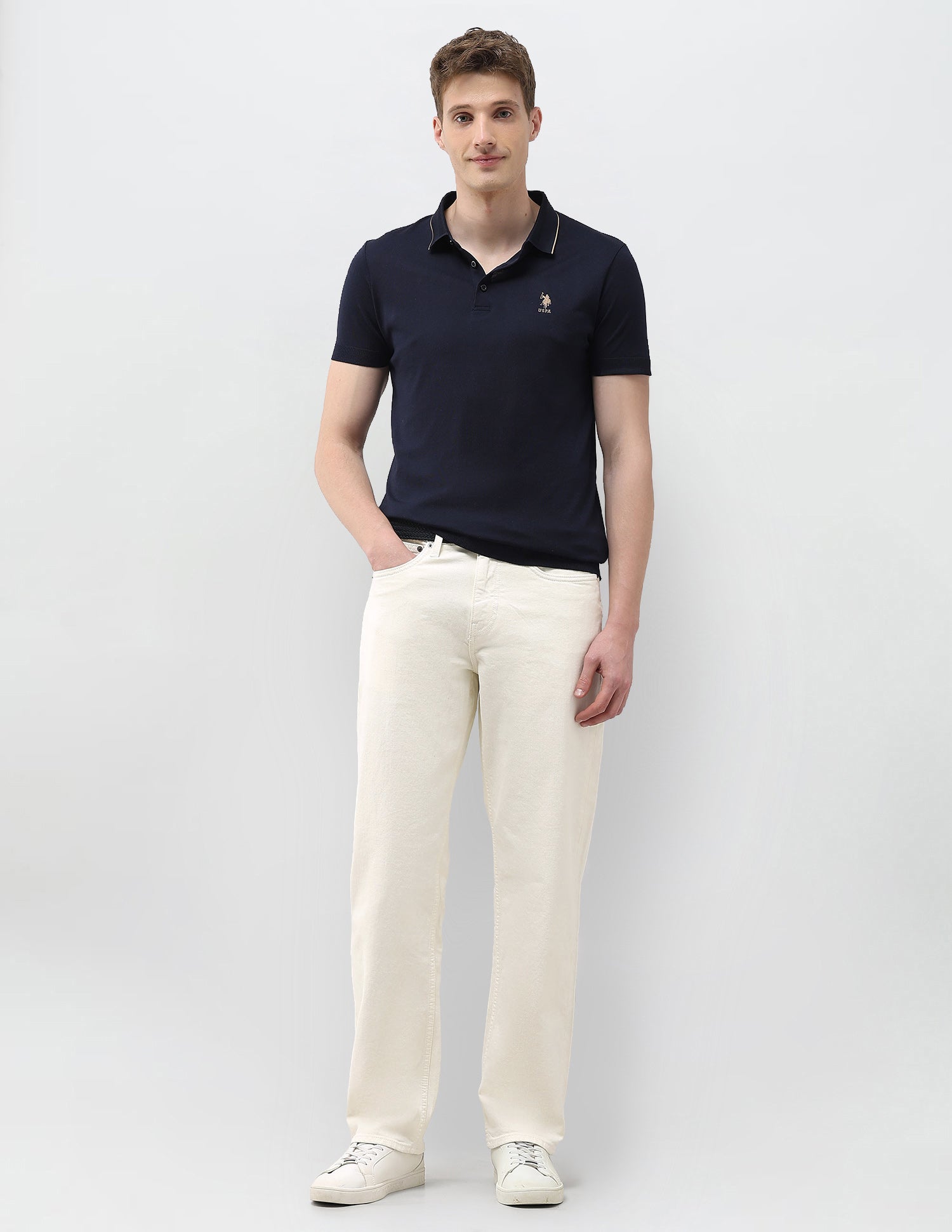 Shawn Relaxed Fit White Jeans Off White - U.S. Polo Assn. India | Large