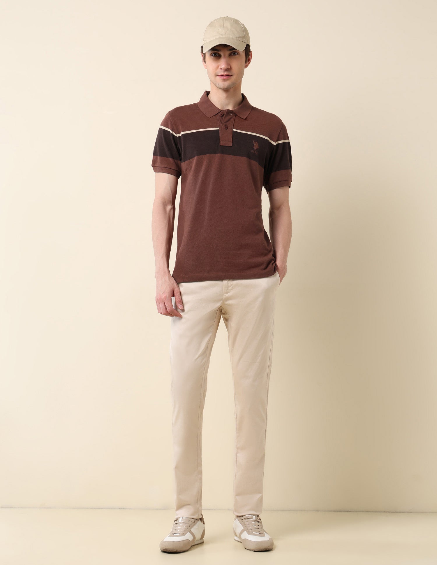 Colourblocked Classic Polo Shirt Light Brown - U.S. Polo Assn. India | Large