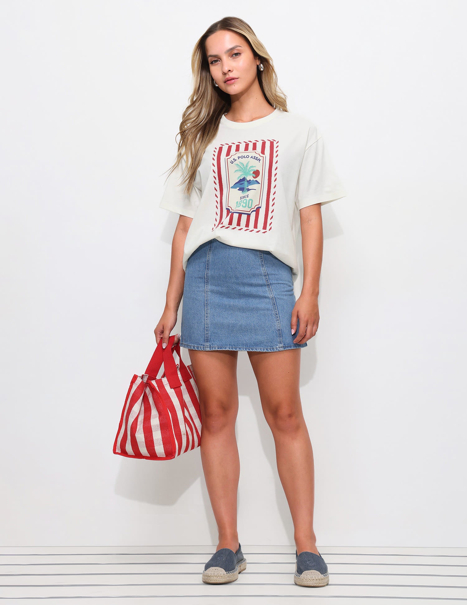 Graphic Printed Oversized T-shirt Off White - U.S. Polo Assn. India | Large
