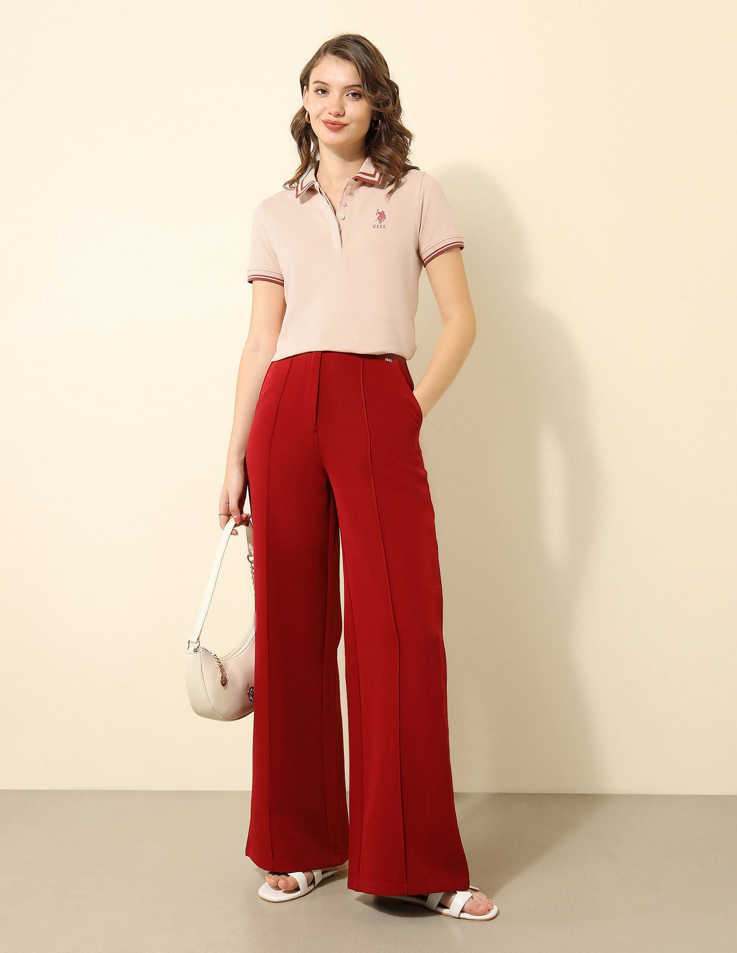 Tipped Collar Regular Fit Polo Shirt Light Pink - U.S. POLO ASSN. | Large