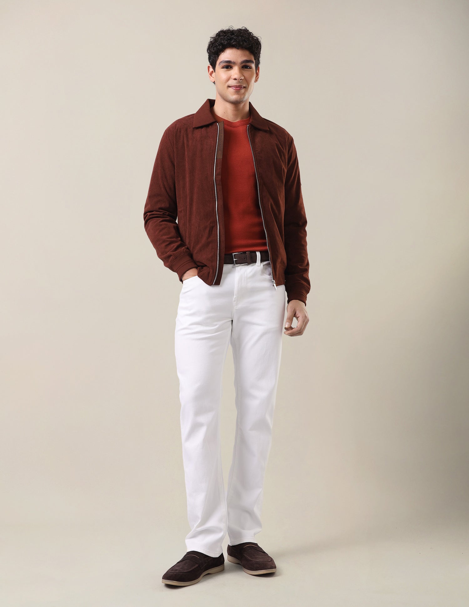 Corduroy Regular Fit Bomber Jacket Red - U.S. Polo Assn. India | Large
