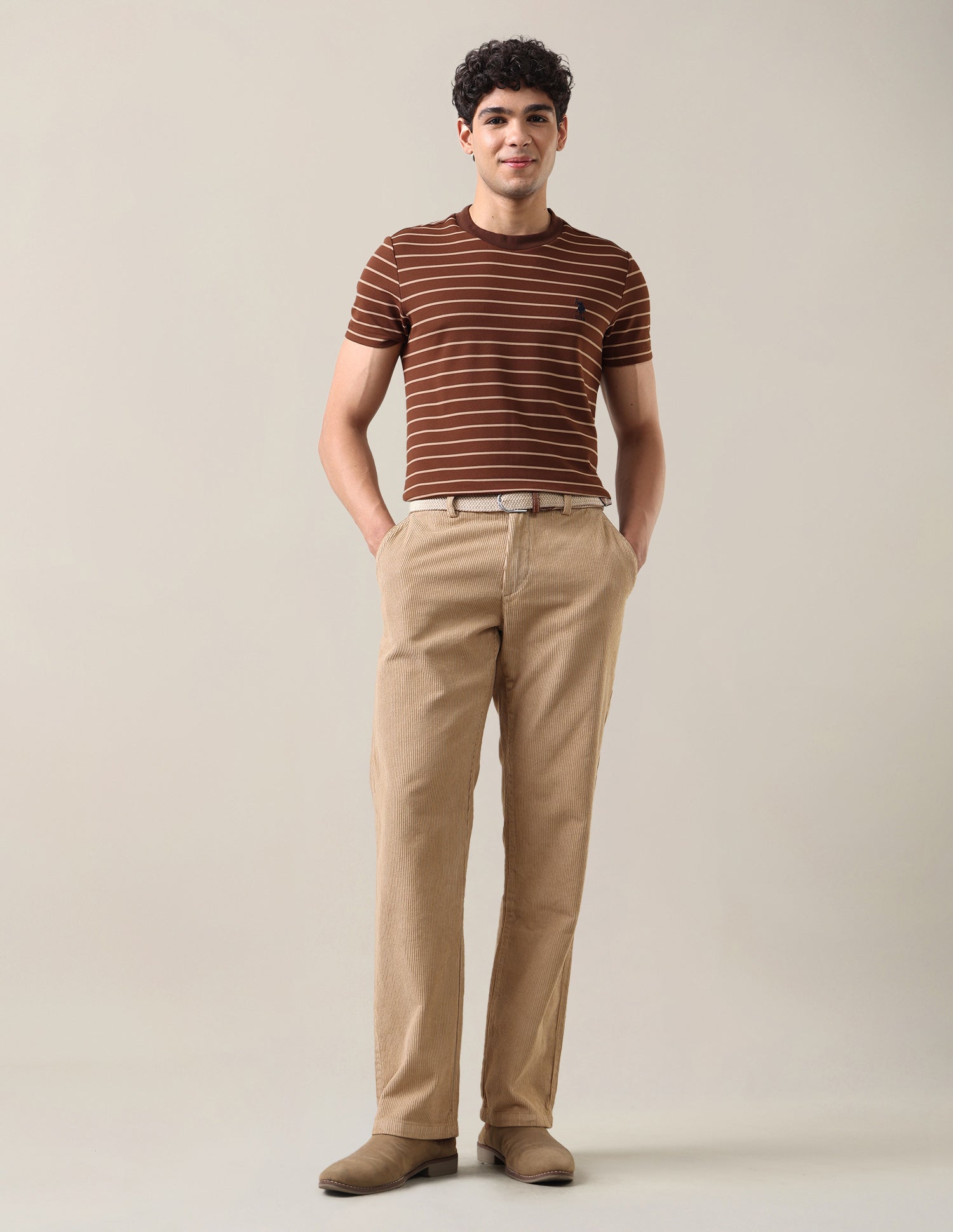 Corduroy	Riley Straight Fit Trousers Beige - U.S. Polo Assn. India | Large