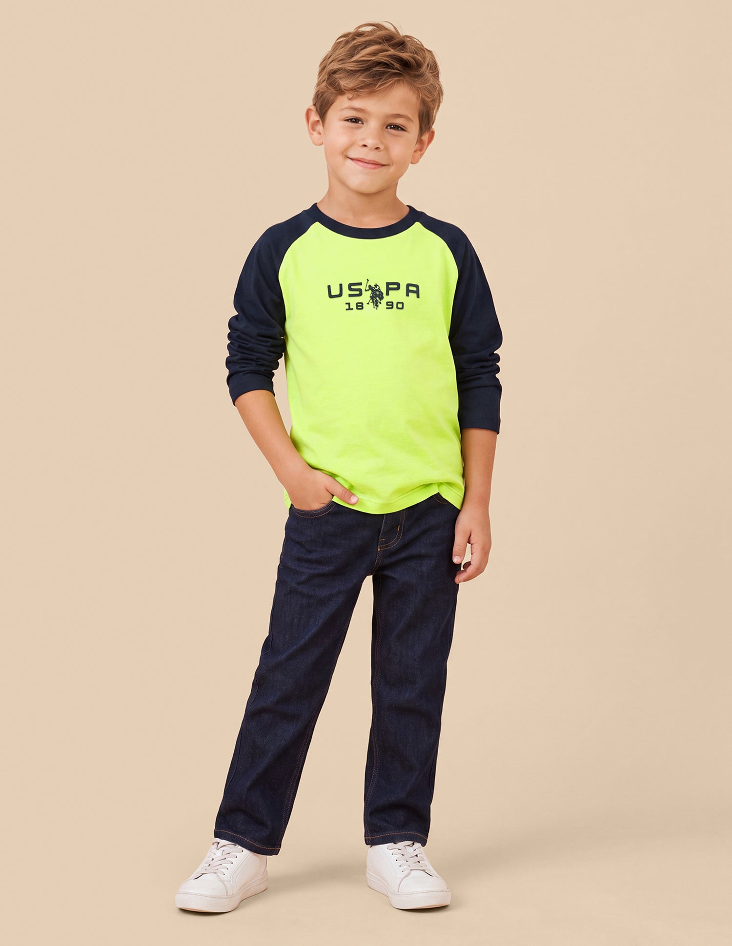 Colour Blocked Regular Fit T-Shirt Green - U.S. Polo Assn. India | Large