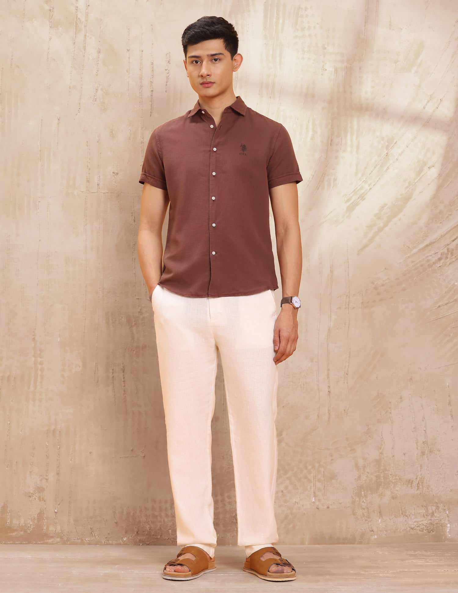 Solid Slim Fit Shirt Rust - U.S. POLO ASSN. | Large