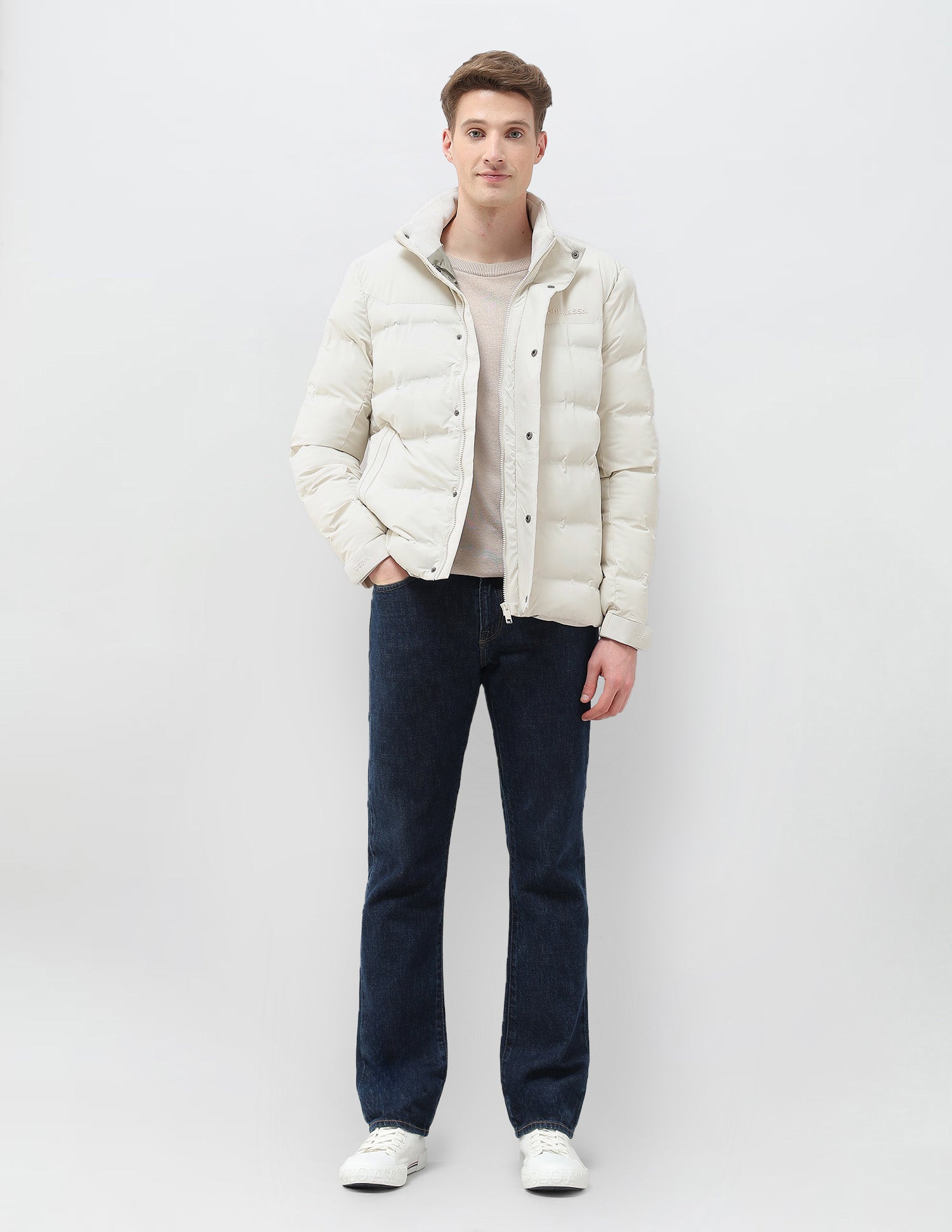 High Neck Regular Fit Smartheat Jacket Beige - U.S. POLO ASSN. | Large