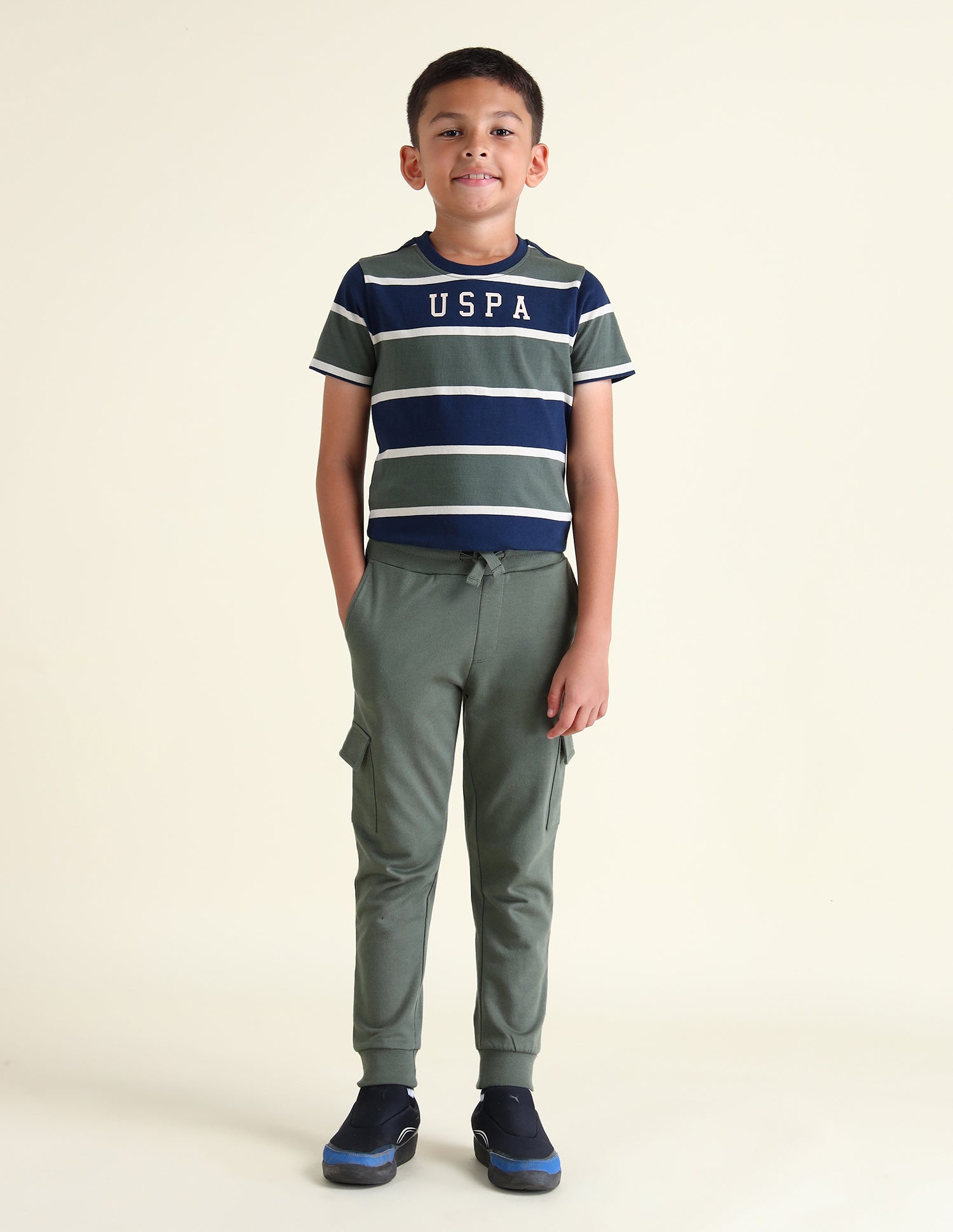 Boys Solid Regular Fit Joggers Light Olive - U.S. POLO ASSN. | Large