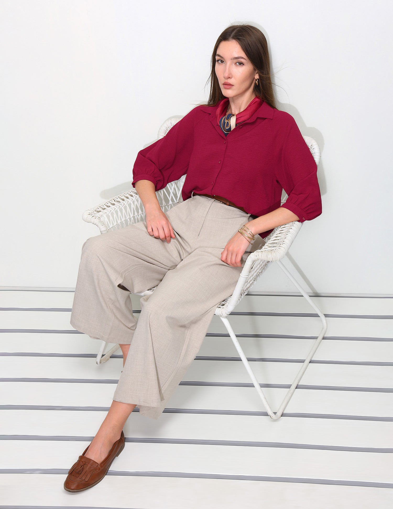 Solid Regular Fit Raglan Shirt Maroon - U.S. Polo Assn. India | Large