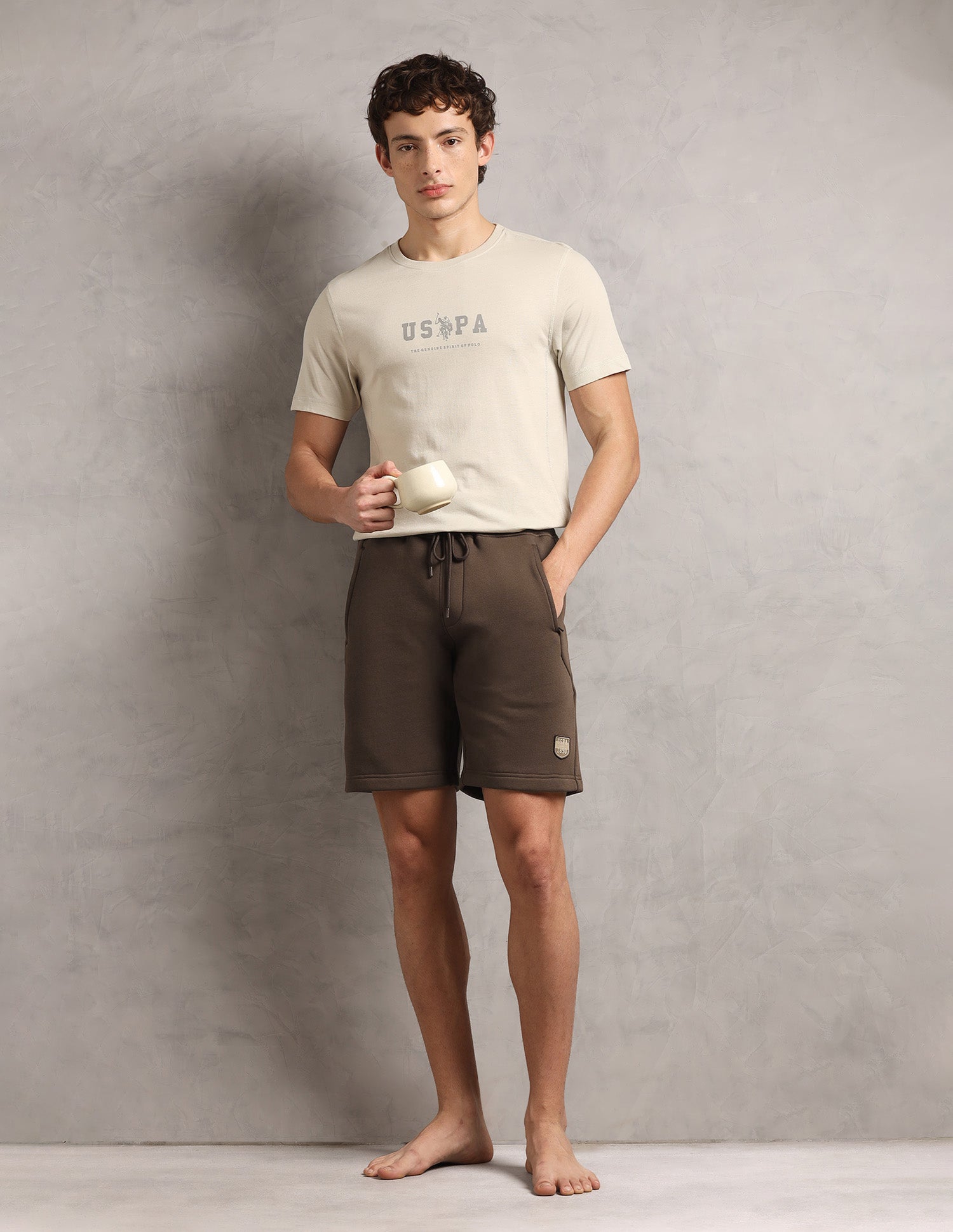 Comfort Fit Cotton Rich OES09-PL Lounge Shorts - Pack Of 1 Brown Tint - U.S. Polo Assn. India | Large