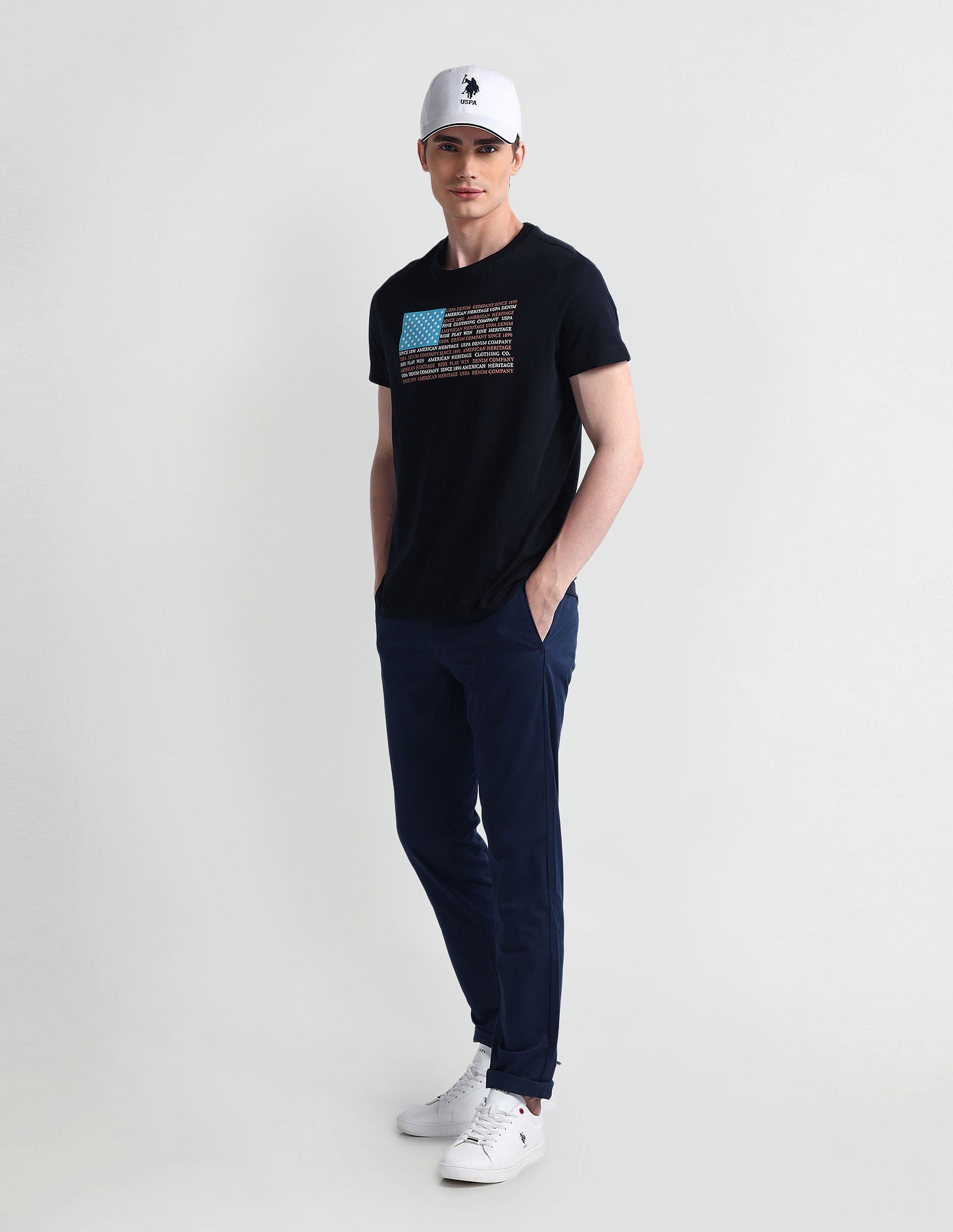 Crew Neck Muscle Fit T-Shirt Navy - U.S. POLO ASSN. | Large