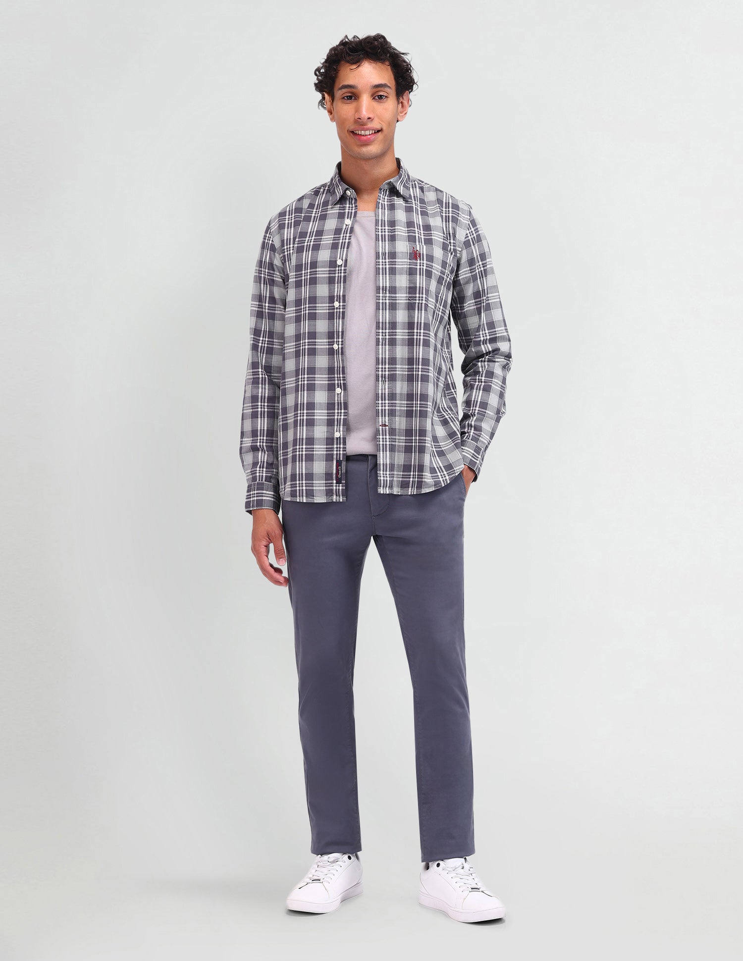 Dupplin Checked Poplin Shirt Navy - U.S. Polo Assn. India | Large